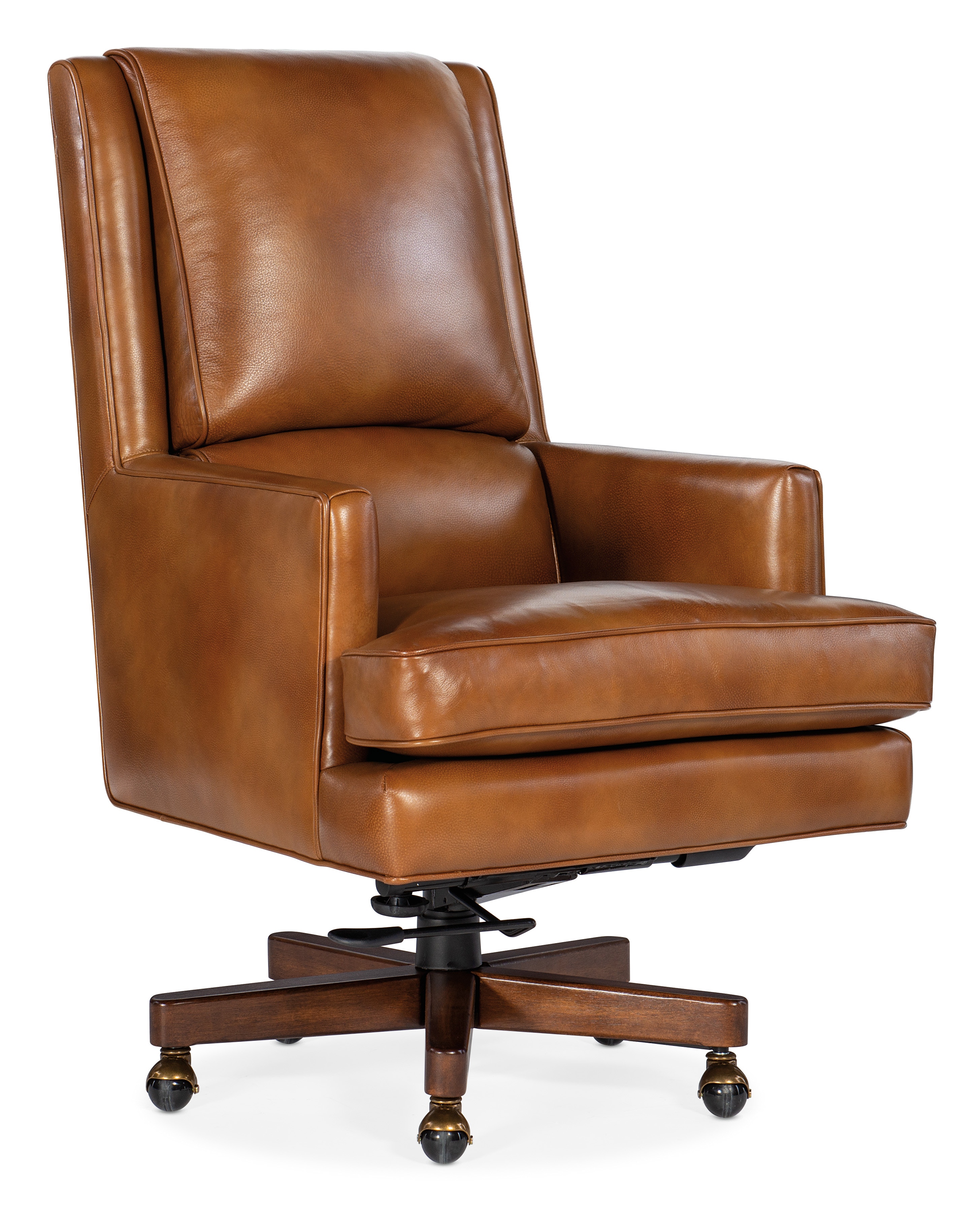 Tan leather swivel online office chair