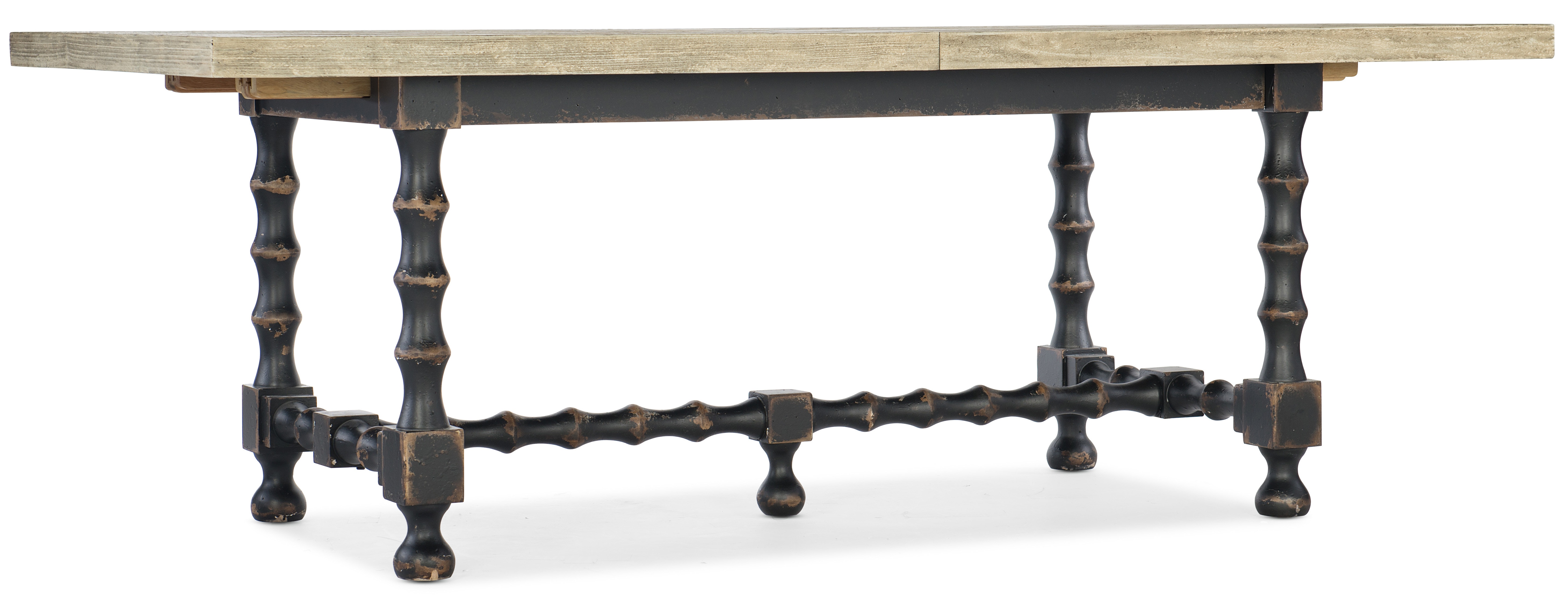 Hooker Furniture Ciao Bella 84in Trestle Table with 2-18in Leaves-Flaky White/Black 5805-75200-80