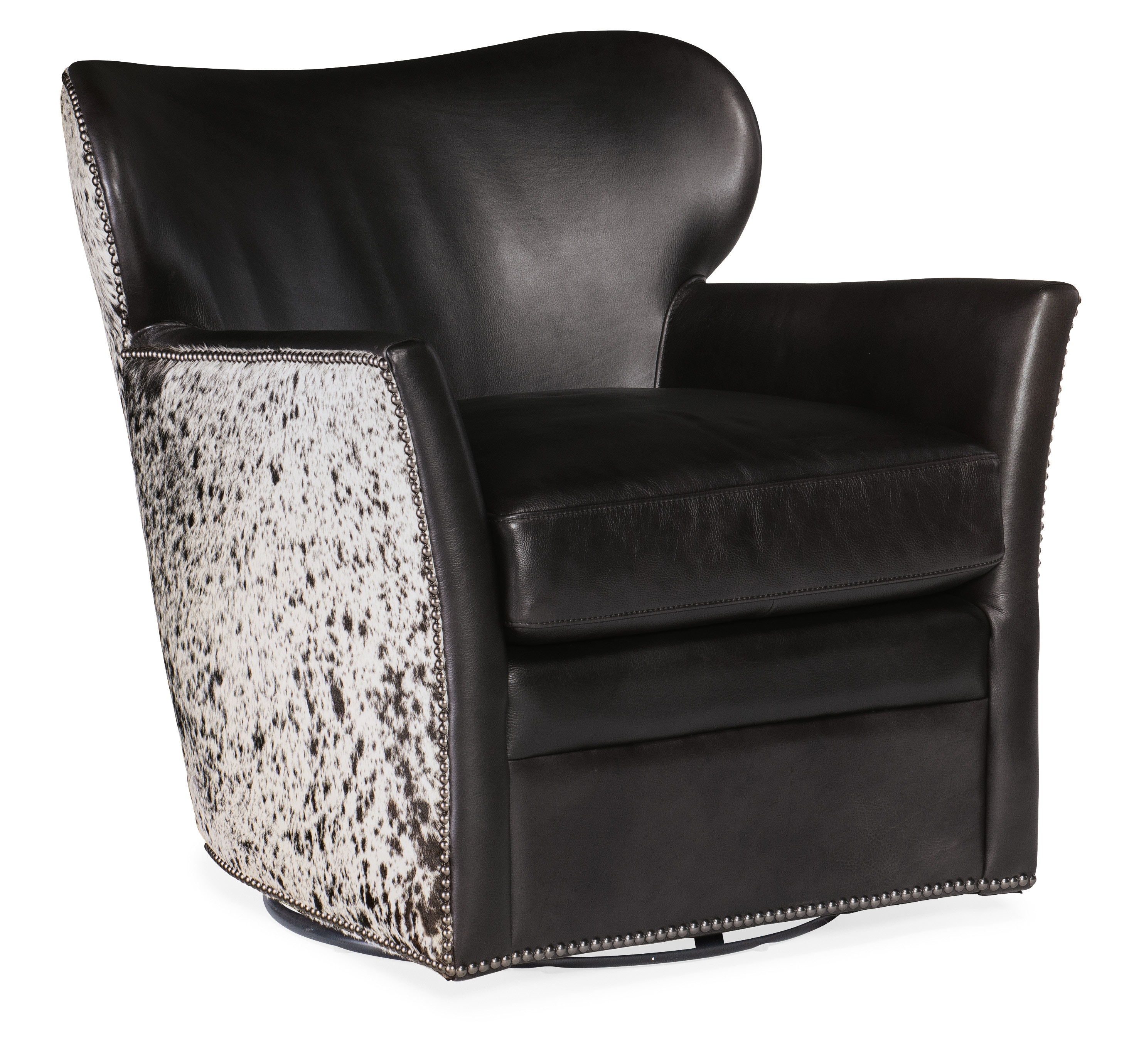 Hooker Furniture Kato leather Swivel Chair with Salt Pepper HOH CC469-SW-097