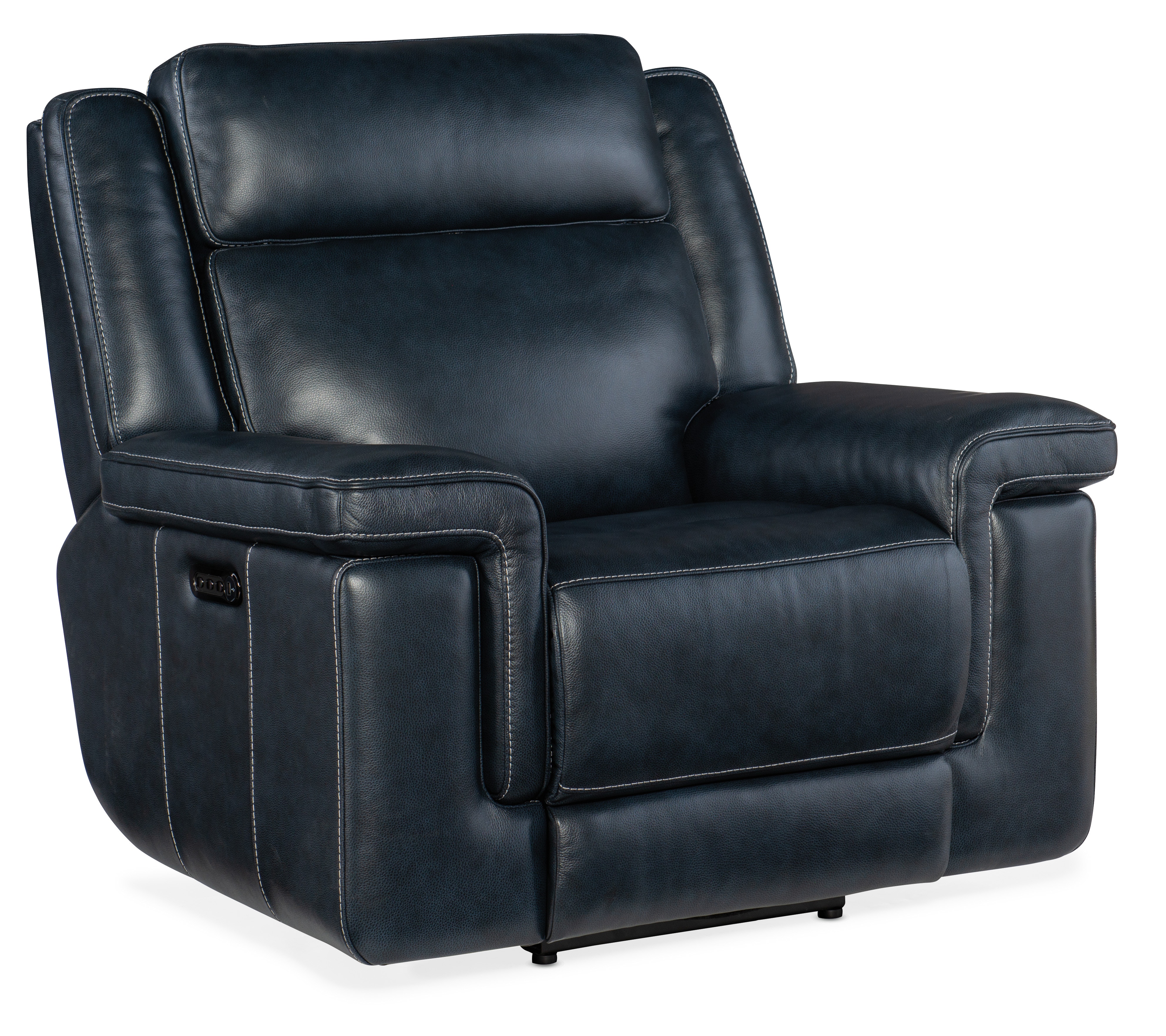 Leather power recliner with store power headrest