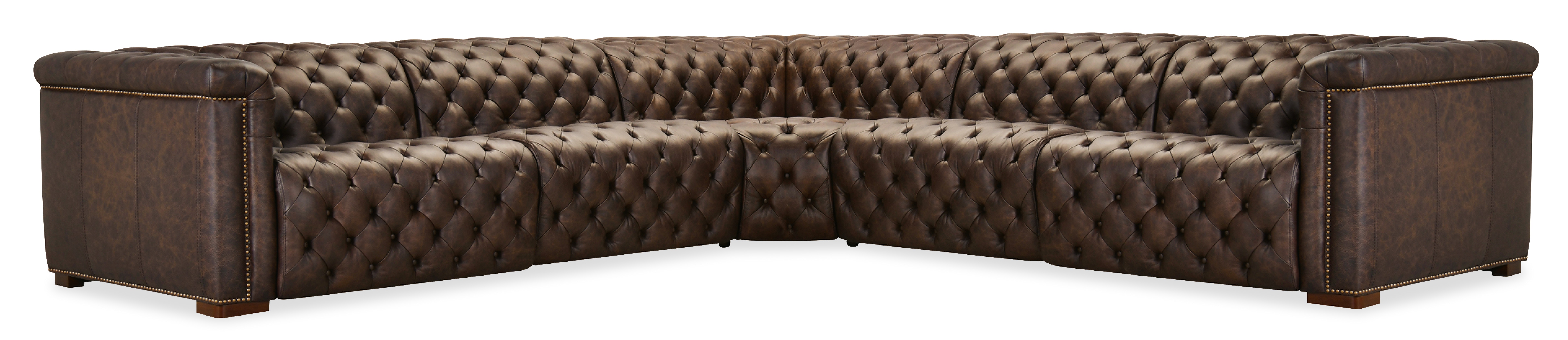 Hooker Furniture Savion Deux 5 Seat Sectional with Three Power Recliners and Six Power Headrests SS435-5PC3-089