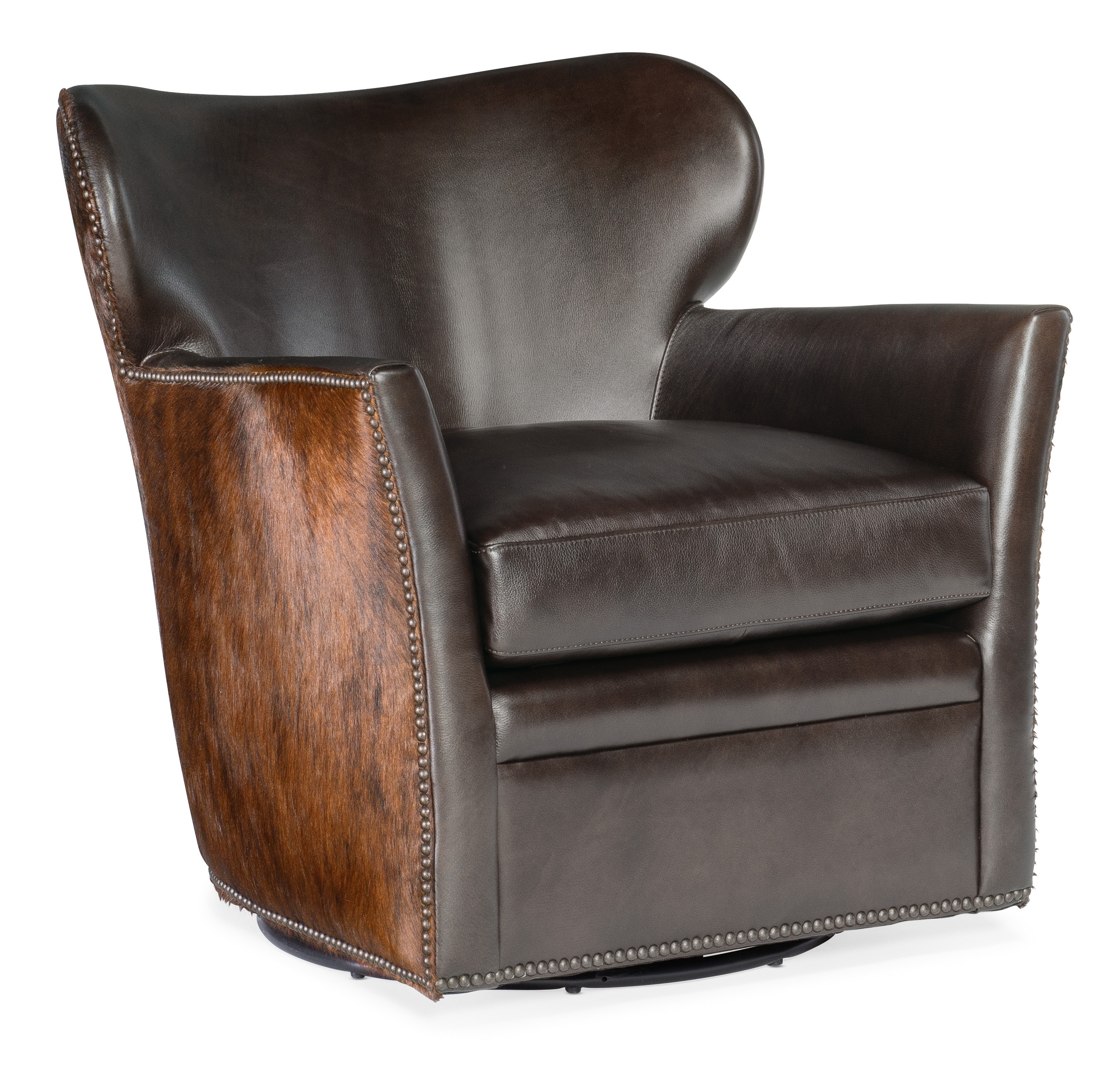 Hooker Furniture Kato leather Swivel Chair with Dark HOH CC469-SW-089