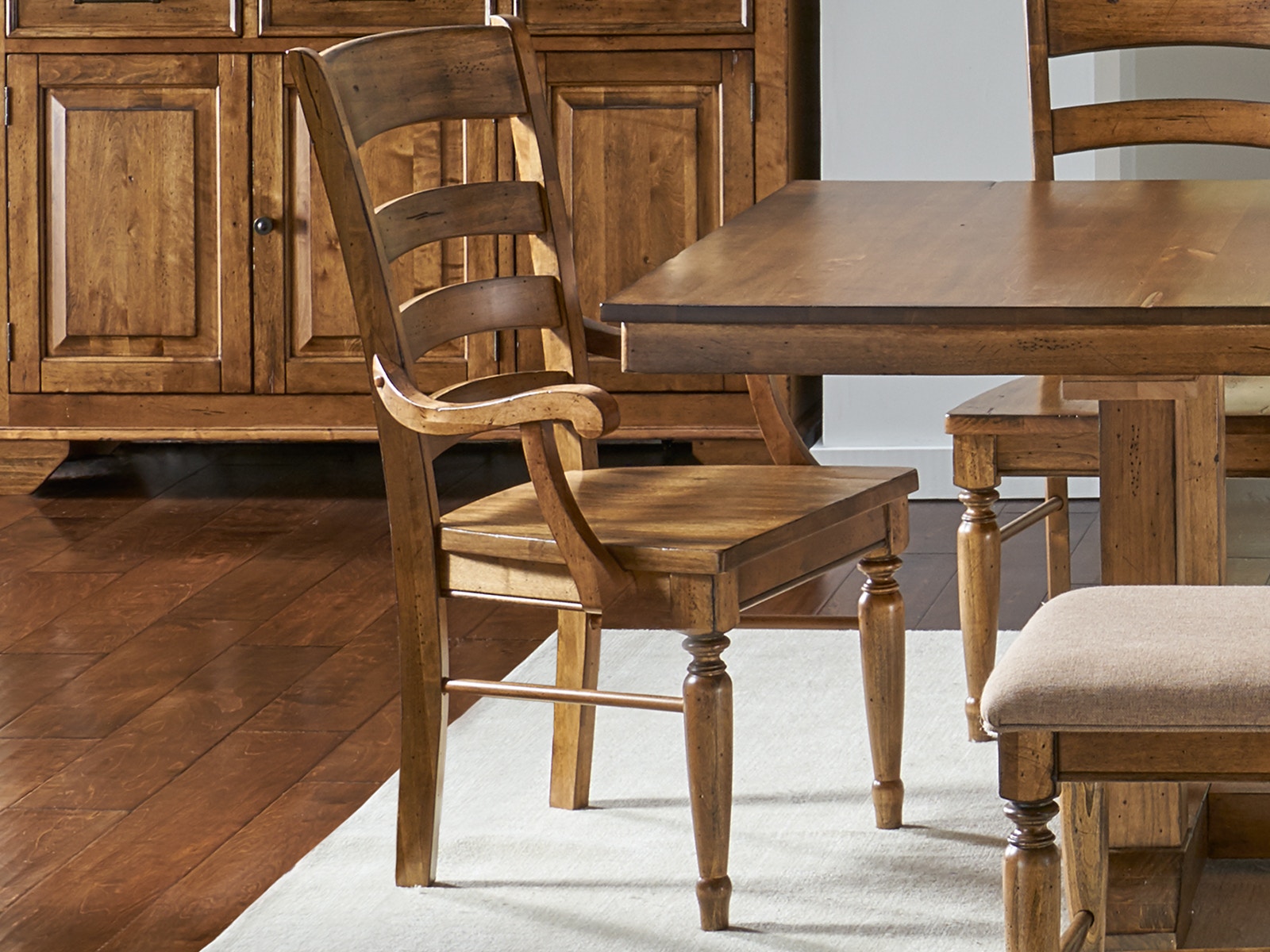 A America Dining Room Ladder Back Arm Chair Bensq256k Hickory Furniture Mart Hickory Nc