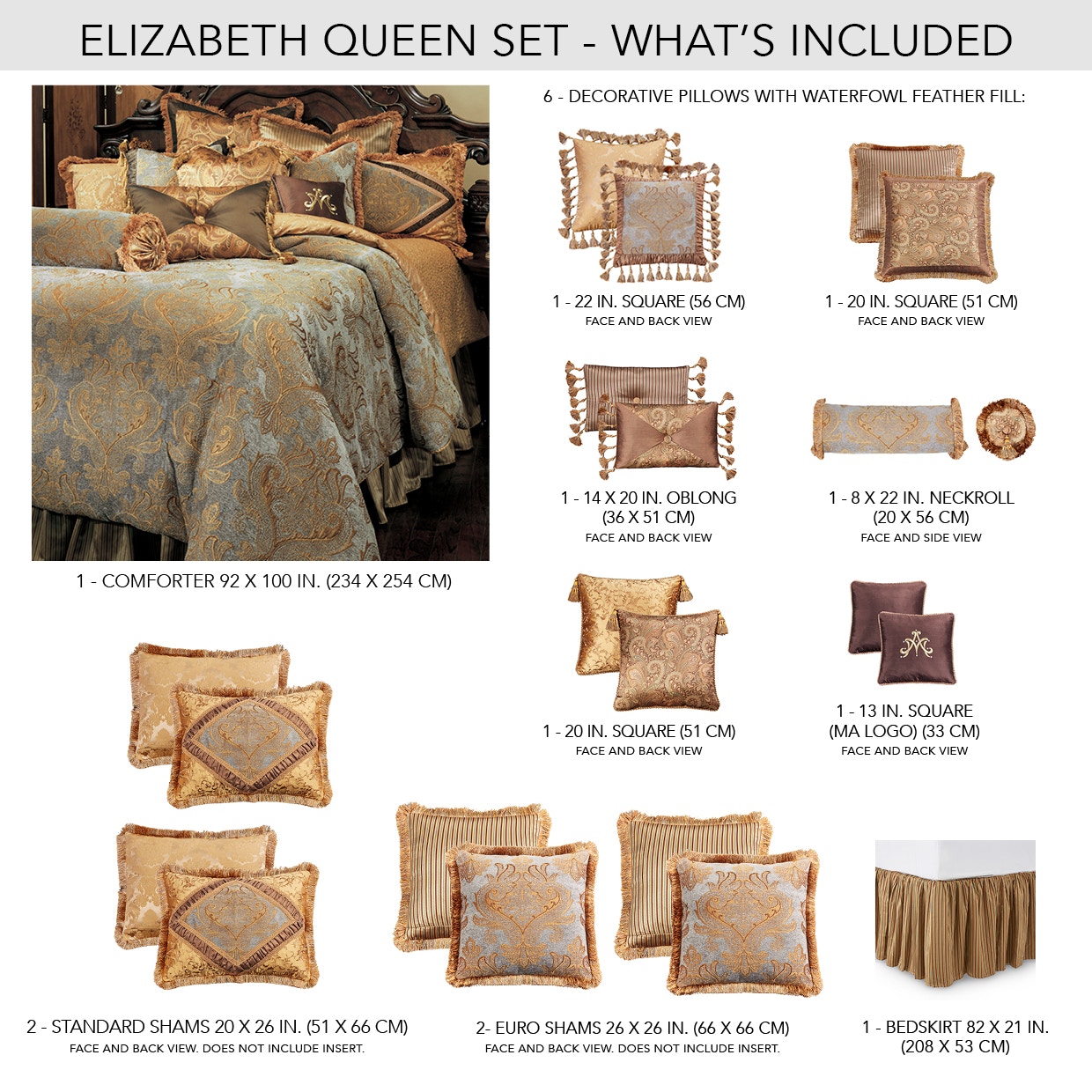 Michael Amini Bedding Essentials Elizabeth 12-Piece Queen