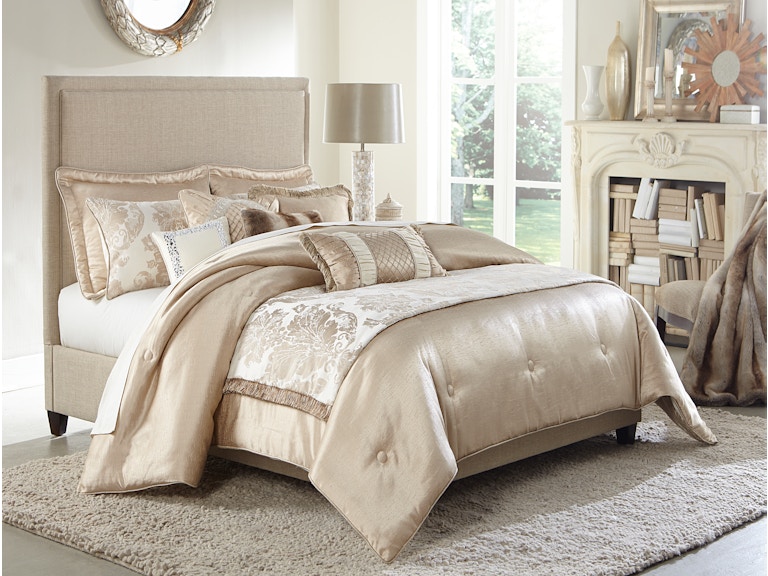 Michael Amini Bedroom Comforter Set 10 Piece Queen Sand Bcs Qs10 Plrmo San Leon Furniture