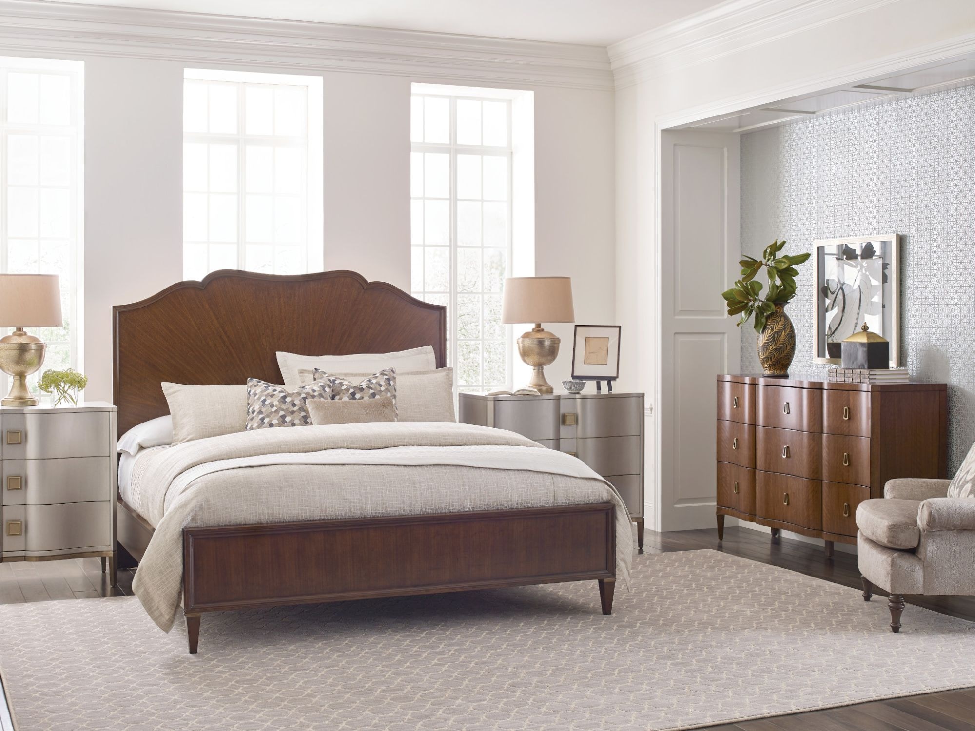 American Drew Bedroom Carlisle Panel King Bed Complete 929316R Metropolitan Furniture Allen