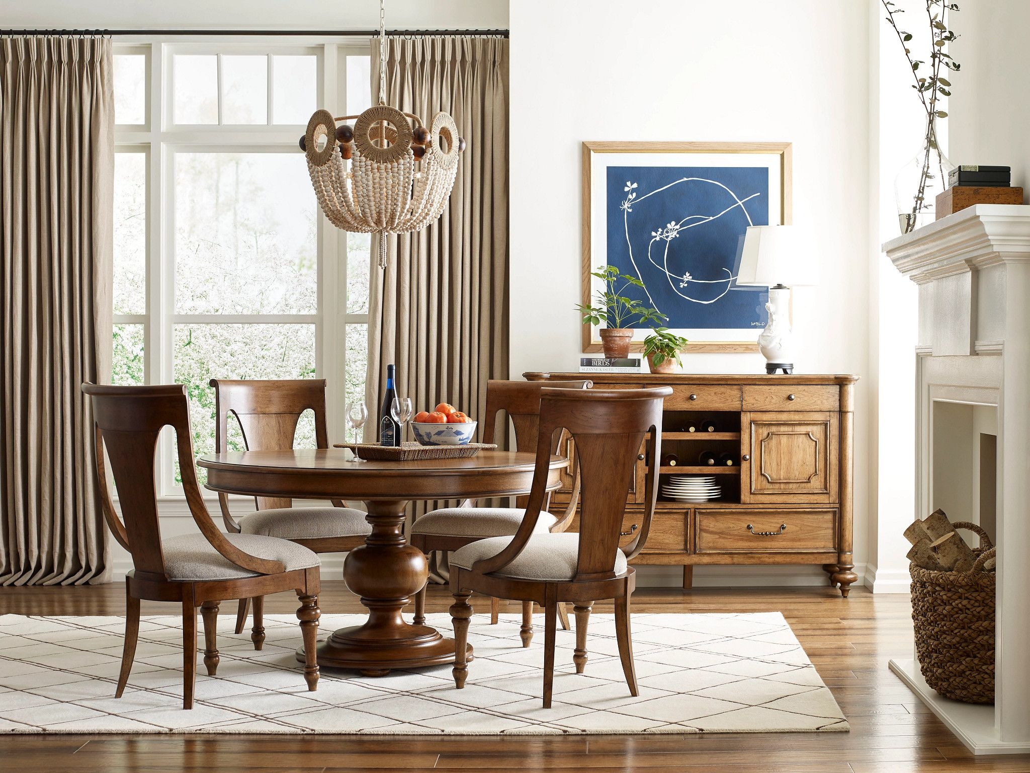 American Drew Dining Room Hillcrest Round Dining Table Complete 011