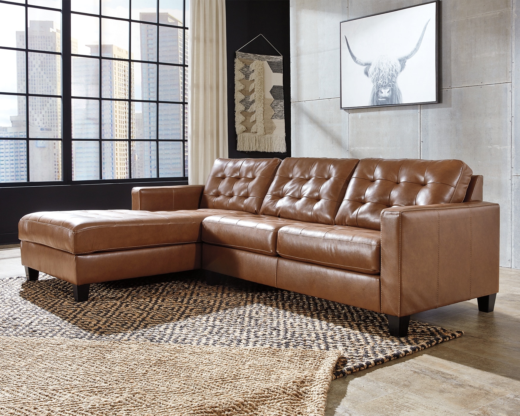 Left arm facing leather shop sectional