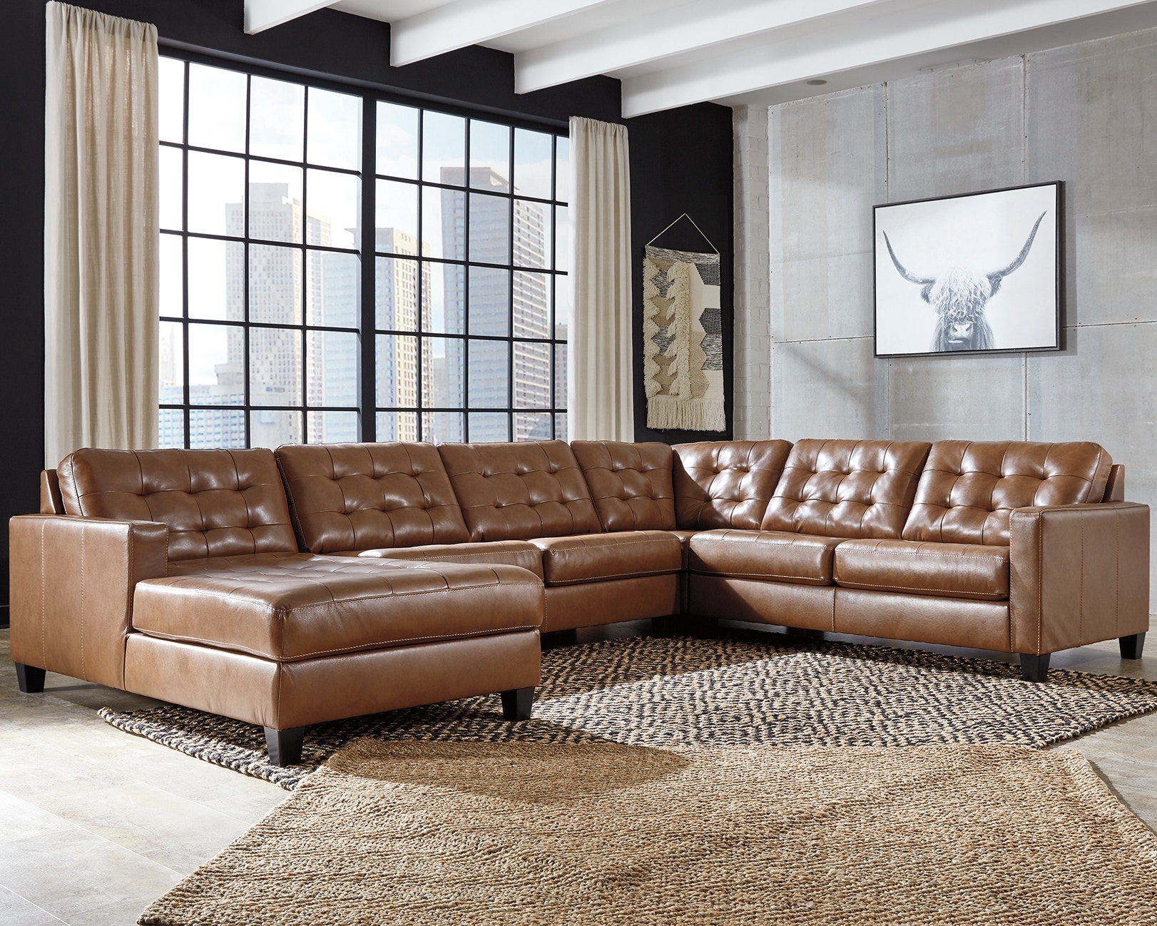 Signature Design By Ashley Living Room Baskove 4-Piece Sectional With ...