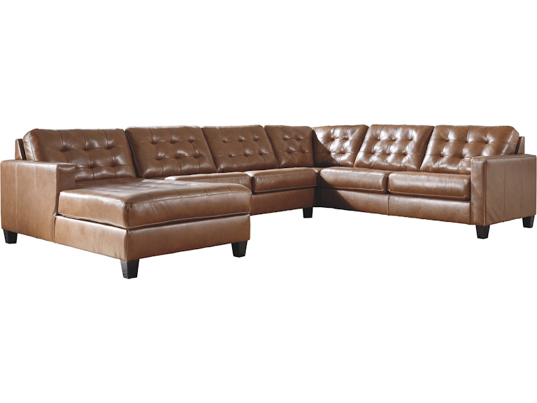 Signature Design by Ashley Baskove Auburn 4-Piece Leather Sectional with Left Arm Facing Chaise 11102S1 209905936