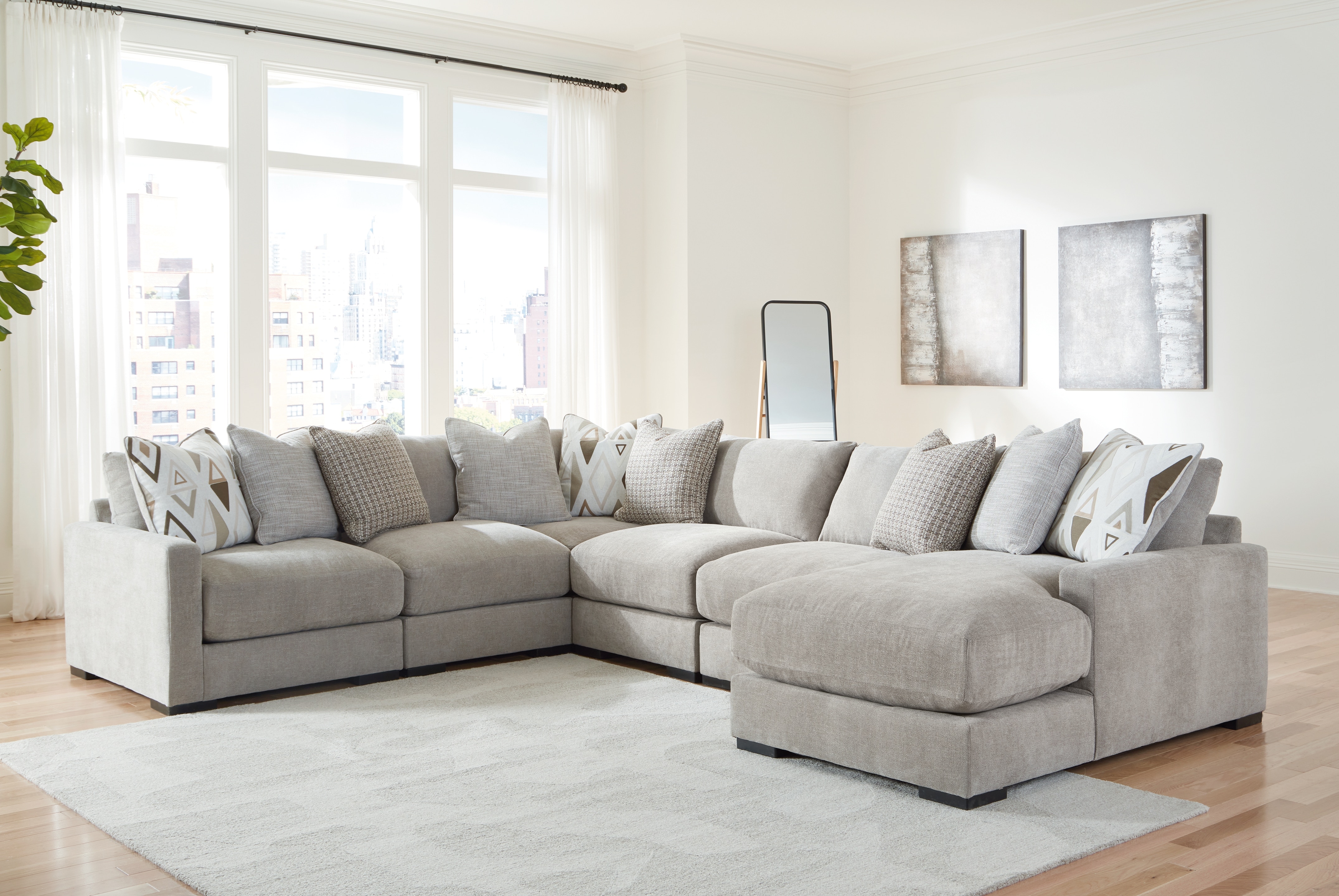 Benchcraft Living Room Aslan Court 6-Piece Sectional with Benchcraft Living Room Aslan Court 6-Piece Sectional with