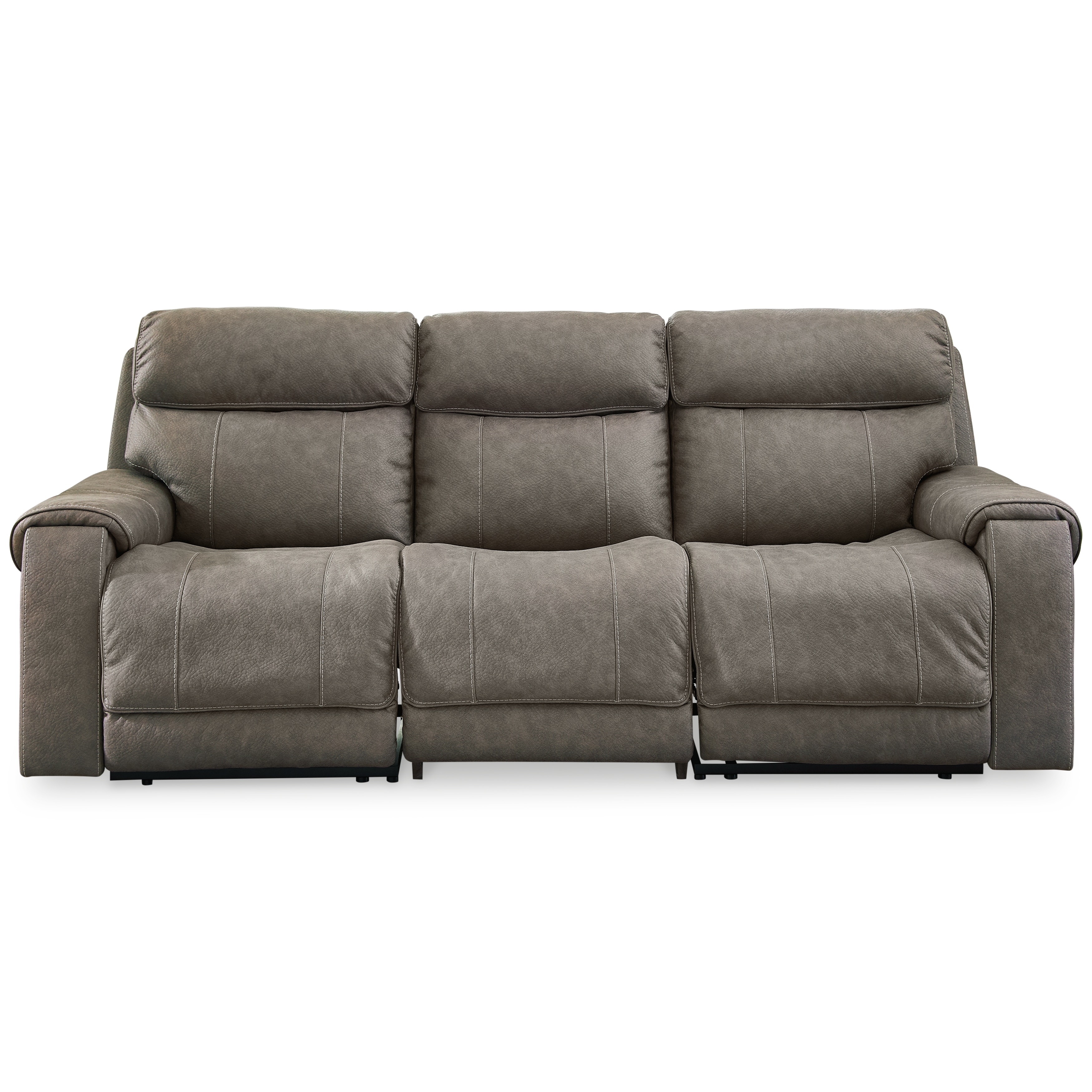 Ashley trampton smoke power 2025 reclining sofa with adjustable headrest