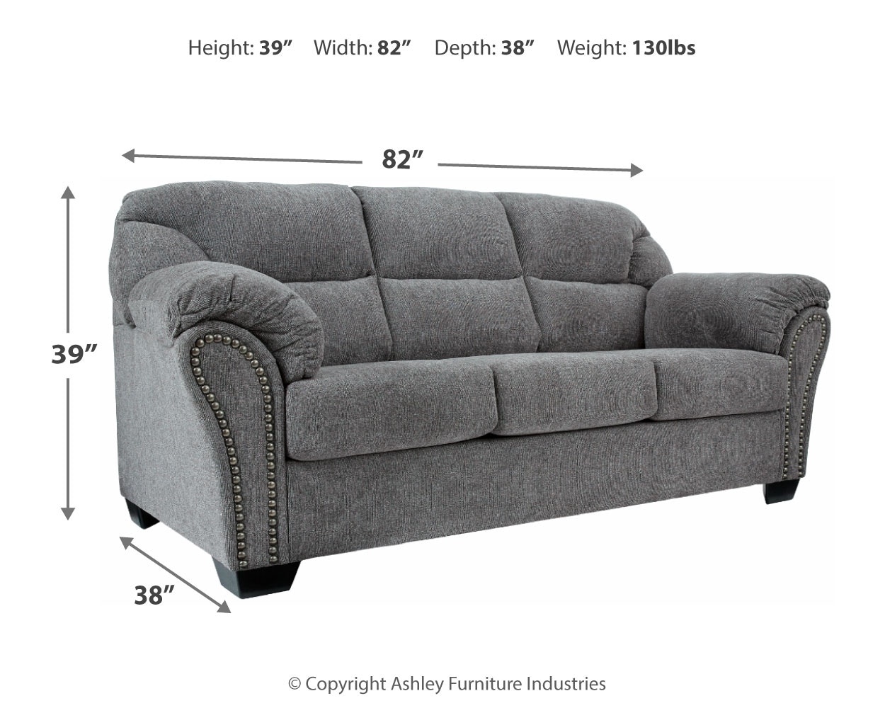 Shop Our Allmaxx Pewter Sofa W/ Nailhead By Benchcraft | 2810538 | Joe ...