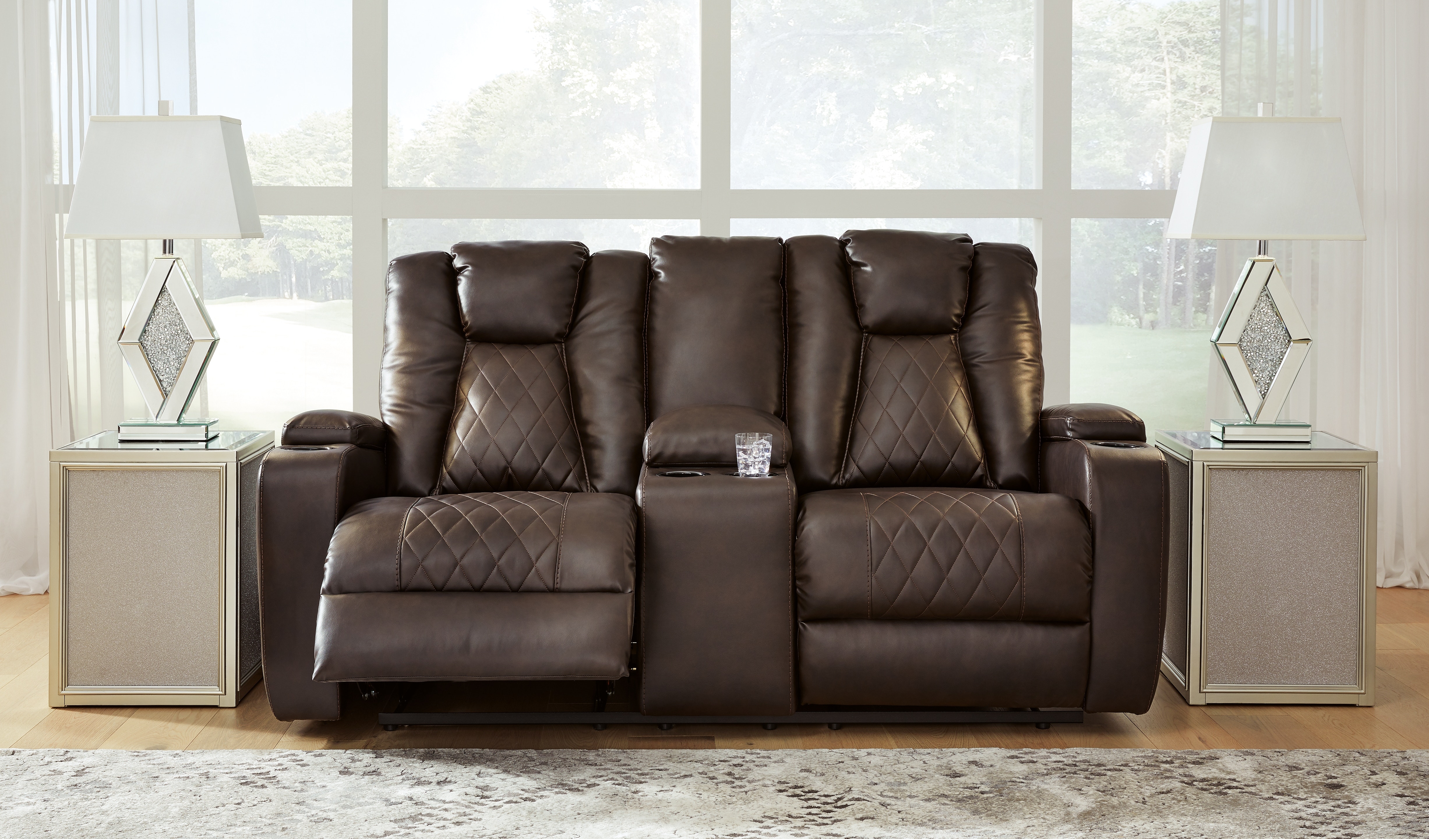 Ashley Mancin Mancin Reclining Loveseat with Console 2970394  