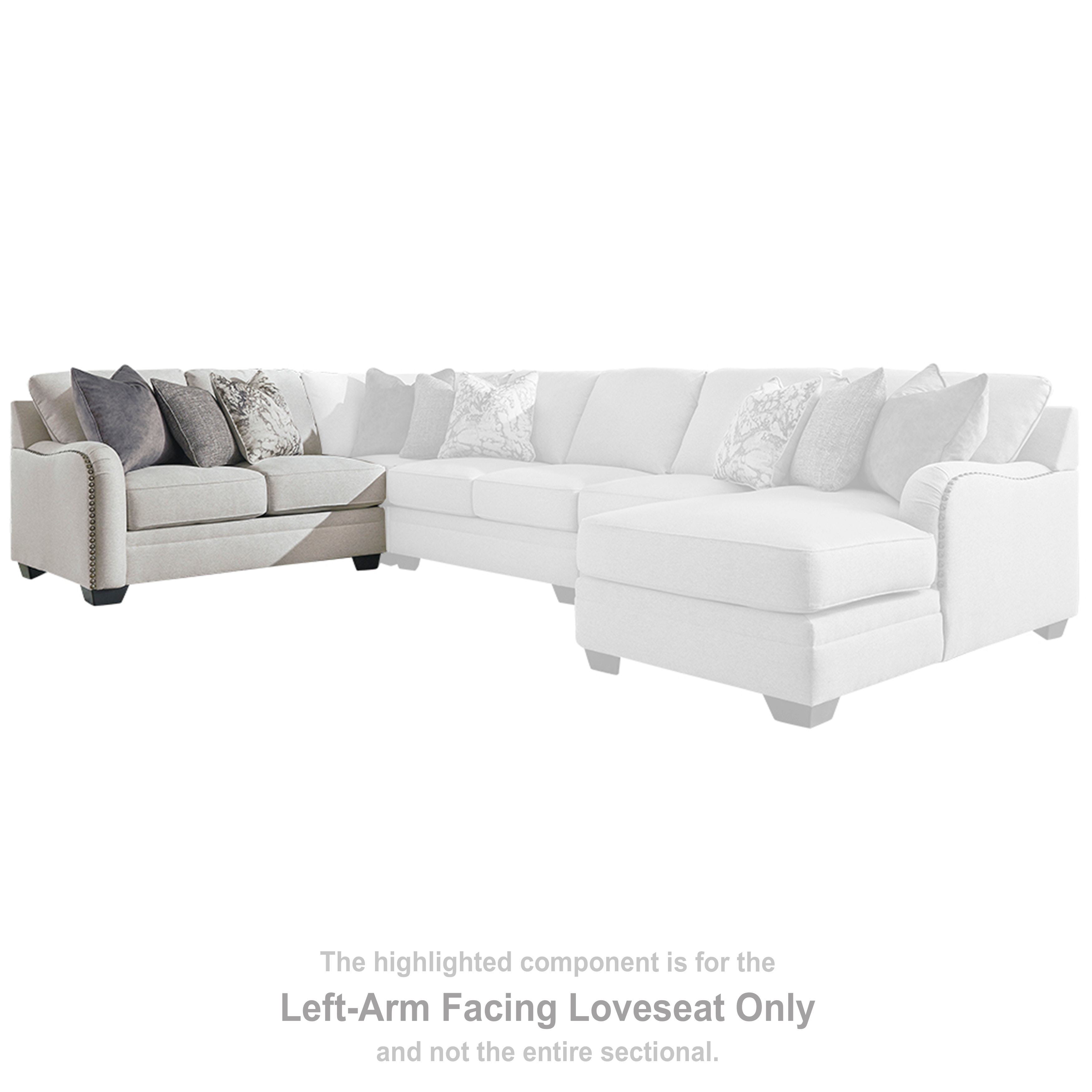 Dellara Chalk 5Piece Sectional with Right Arm Facing Chaise