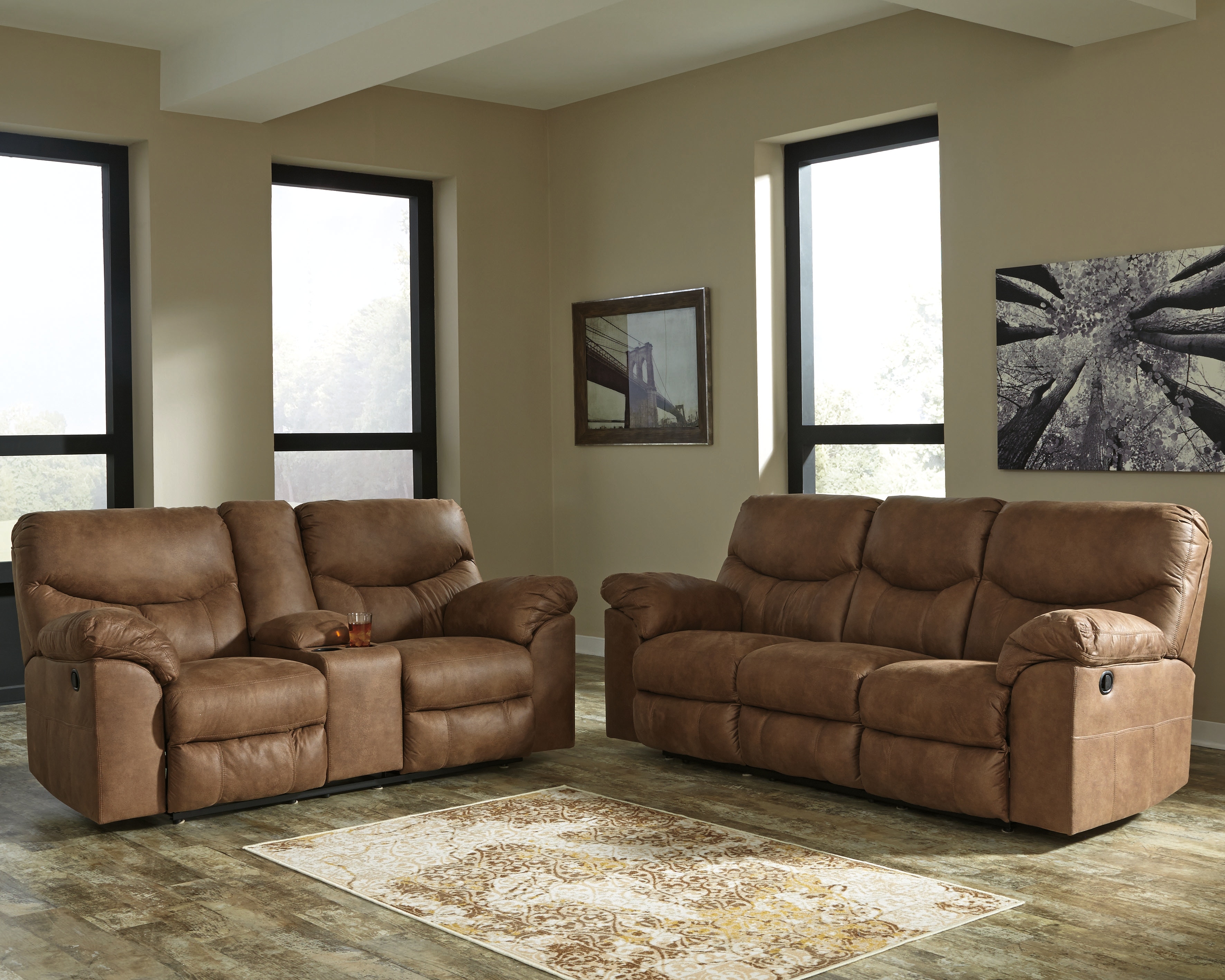 Signature Design by Ashley Living Room Boxberg Reclining Sofa and