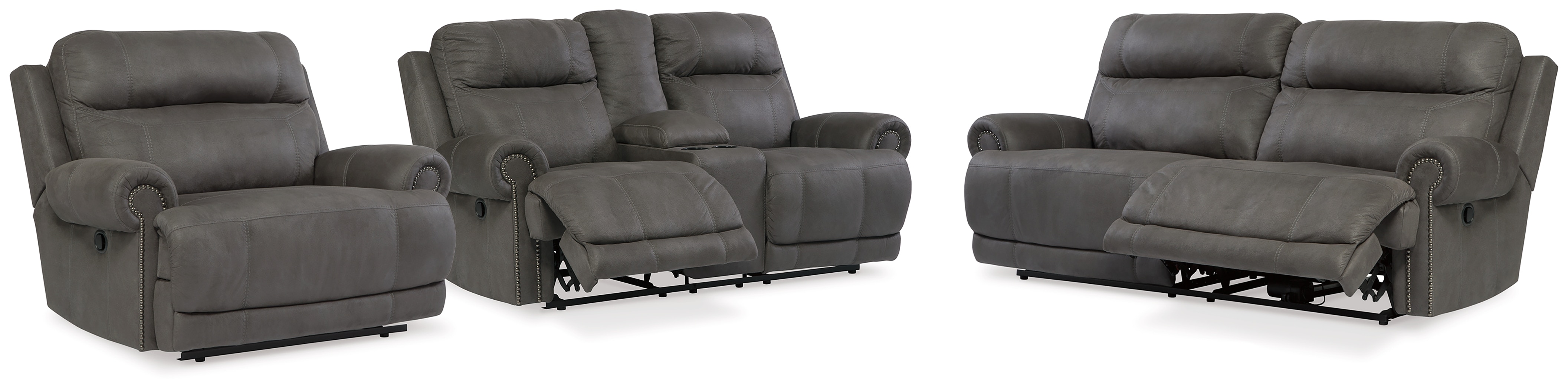 Signature Design by Ashley Living Room Austere Reclining Sofa, Loveseat