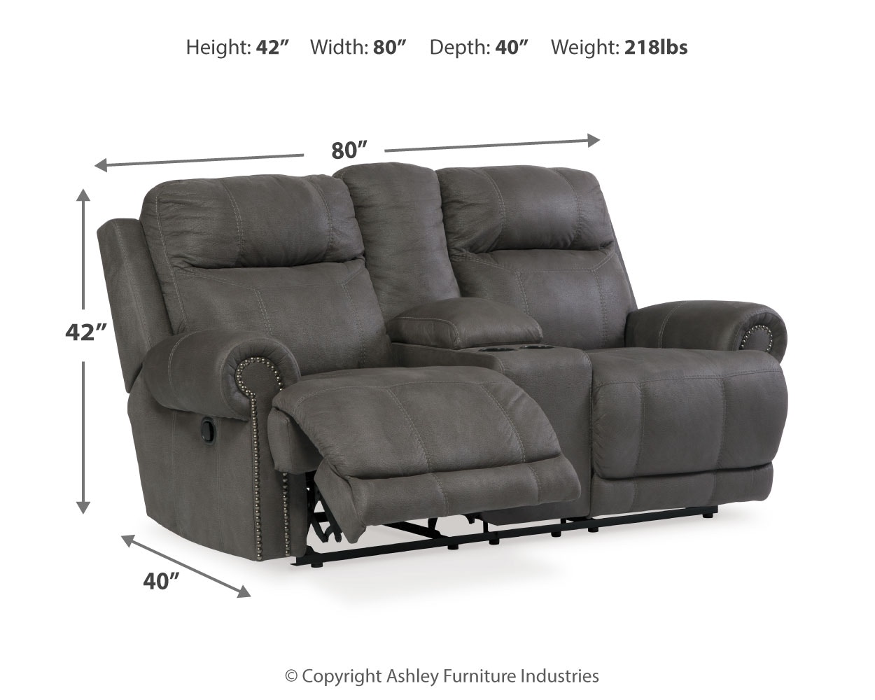 Signature Design by Ashley Living Room Austere Reclining Loveseat