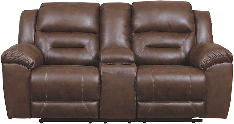 Signature Design by Ashley Stoneland Chocolate Reclining Loveseat with Console 3990494 714862206
