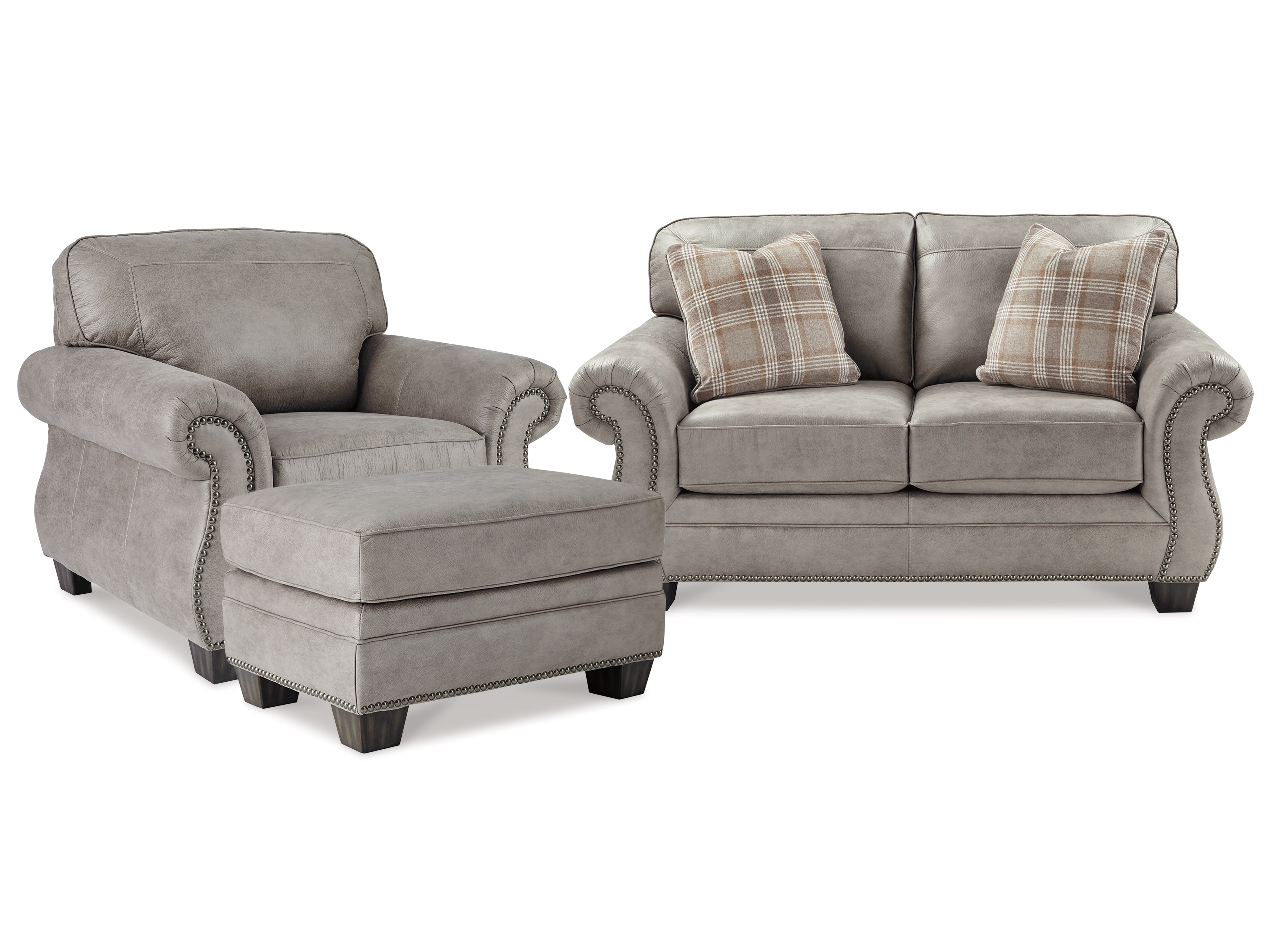 Signature Design by Ashley Living Room Olsberg Loveseat Chair and Ottoman 48701U6 Gardner