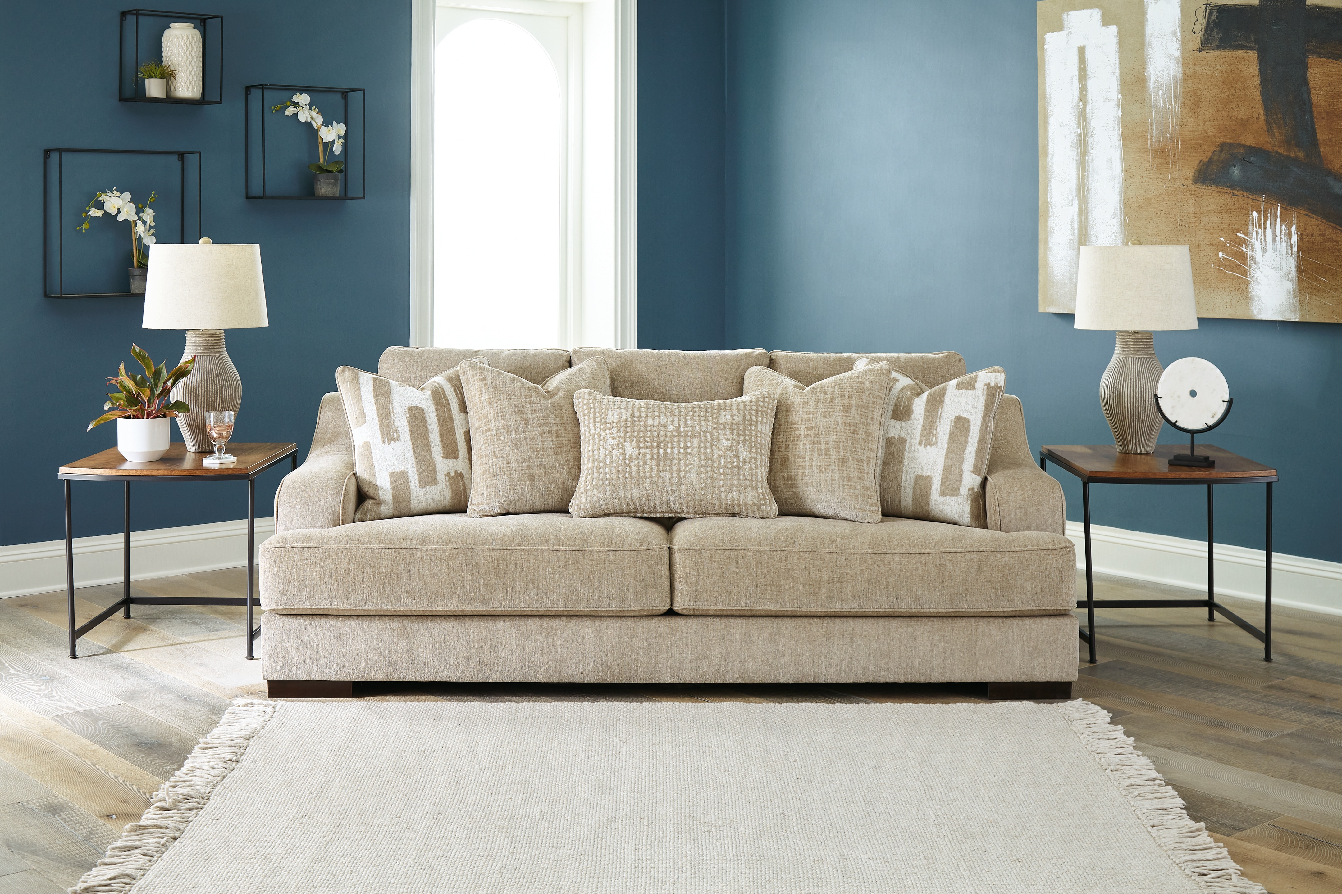 Avendale Linen Blend Sofa – Made in the USA With Bench Seat