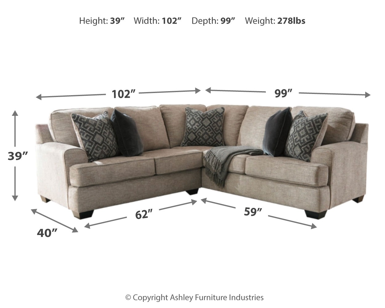 Signature Design By Ashley Living Room Bovarian 2-Piece Sectional ...