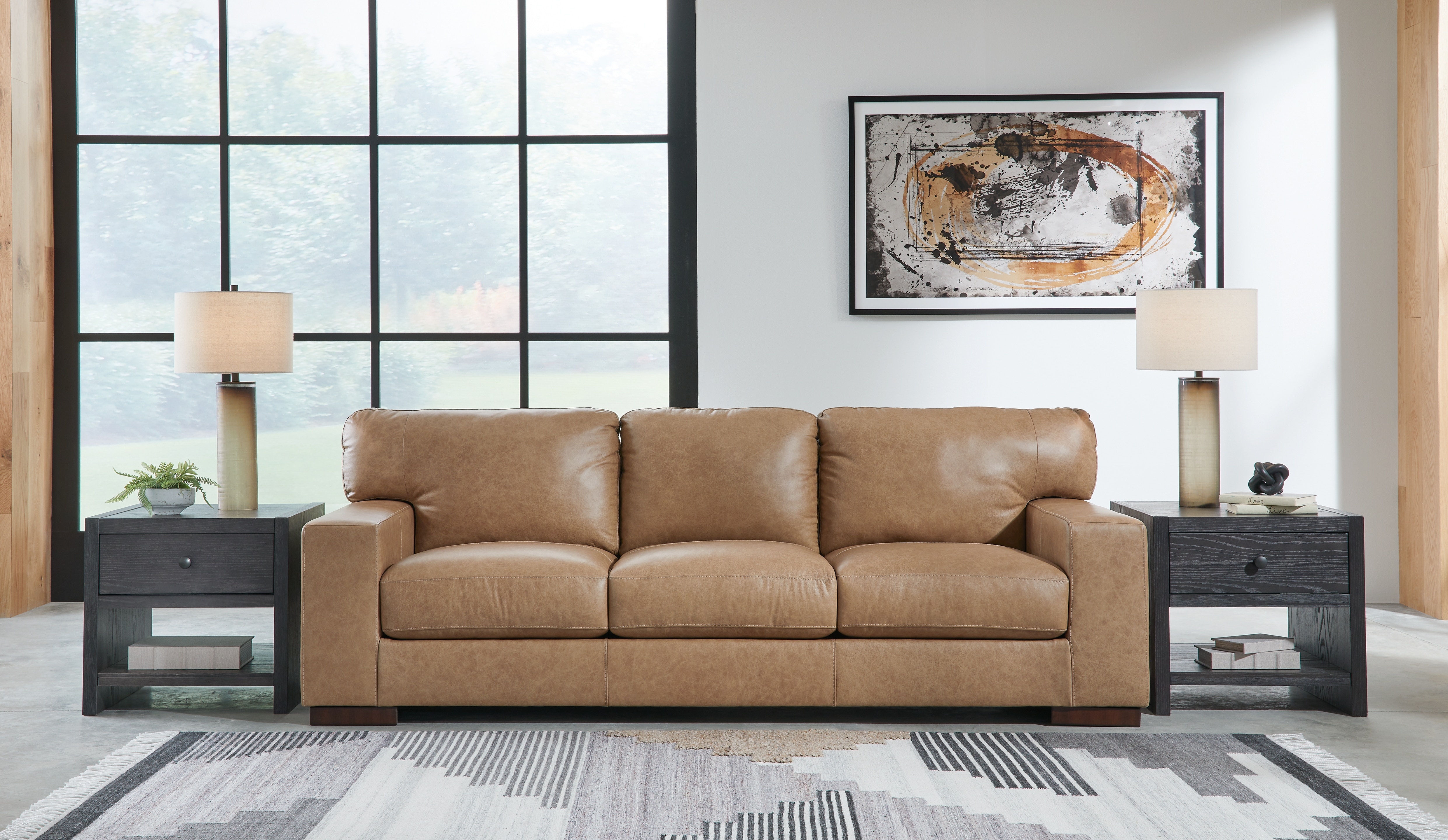 Ashley top grain on sale leather sofa