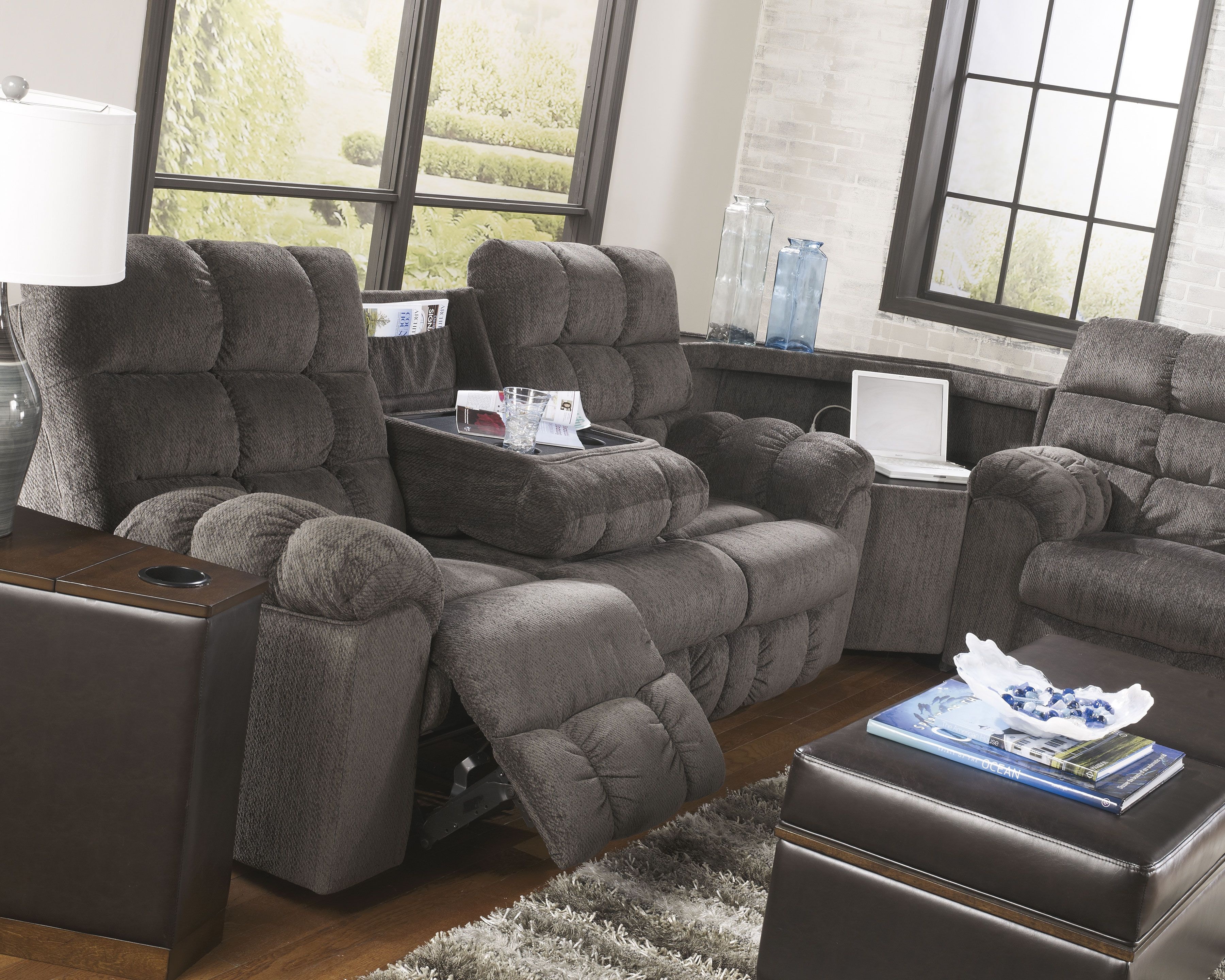 Signature Design by Ashley Living Room Acieona Reclining Sofa with Drop Down Table 5830089