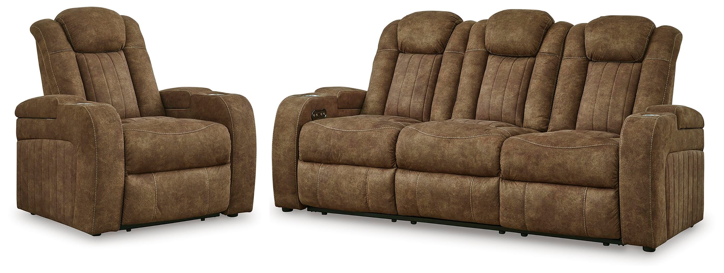 Ashley Wolfridge Power Reclining Sofa and Power Recliner 60703U3