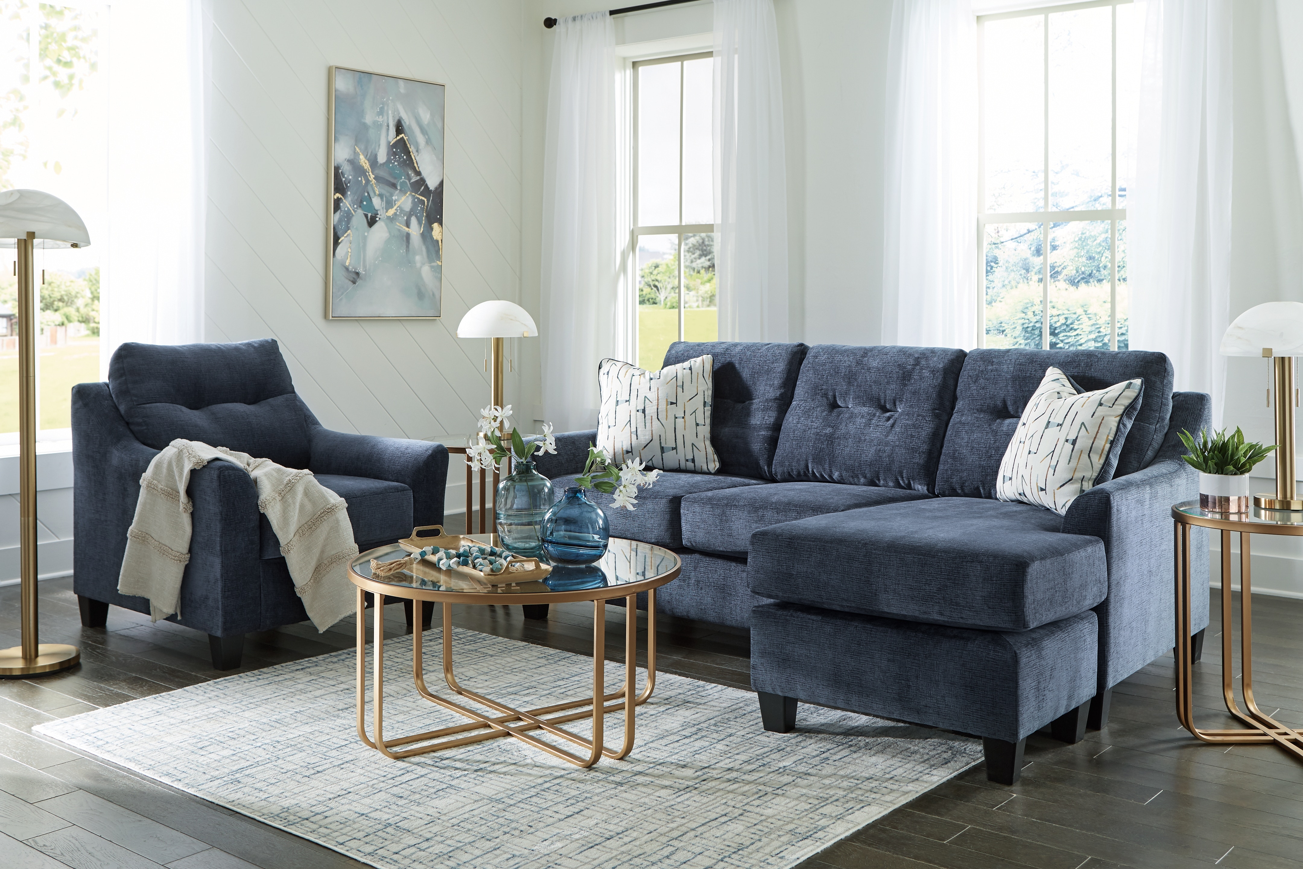 Benchcraft Living Room Amity Bay Sofa Chaise and Chair 67206U3