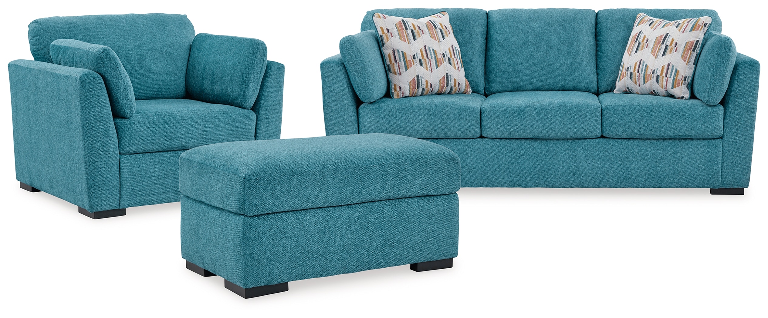 Signature Design by Ashley Living Room Keerwick Queen Sofa Sleeper Loveseat and Ottoman Skaff