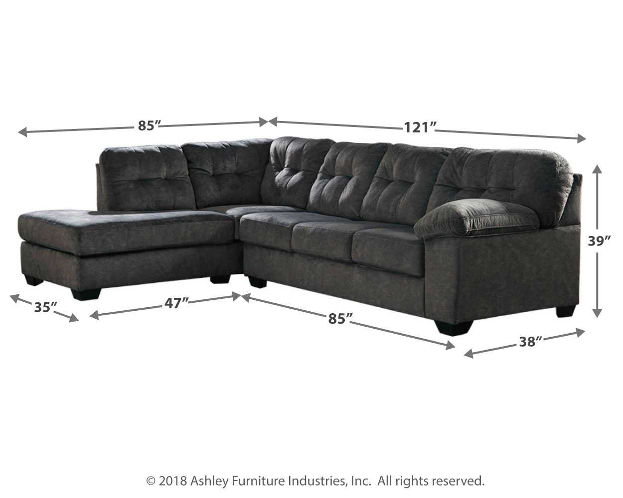 Signature Design by Ashley Living Room Accrington 2 Piece Sectional with Ottoman 70509U3 iFurnish