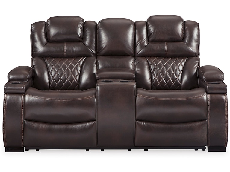 Signature Design by Ashley Warnerton Chocolate Power Reclining Loveseat with Console 7540718 069788503