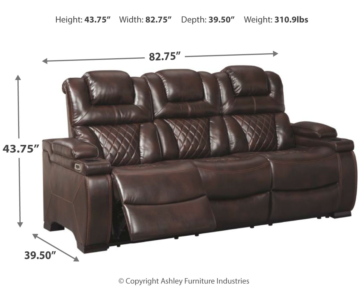 Ashley warnerton 7540718 power reclining console loveseat in store chocolate