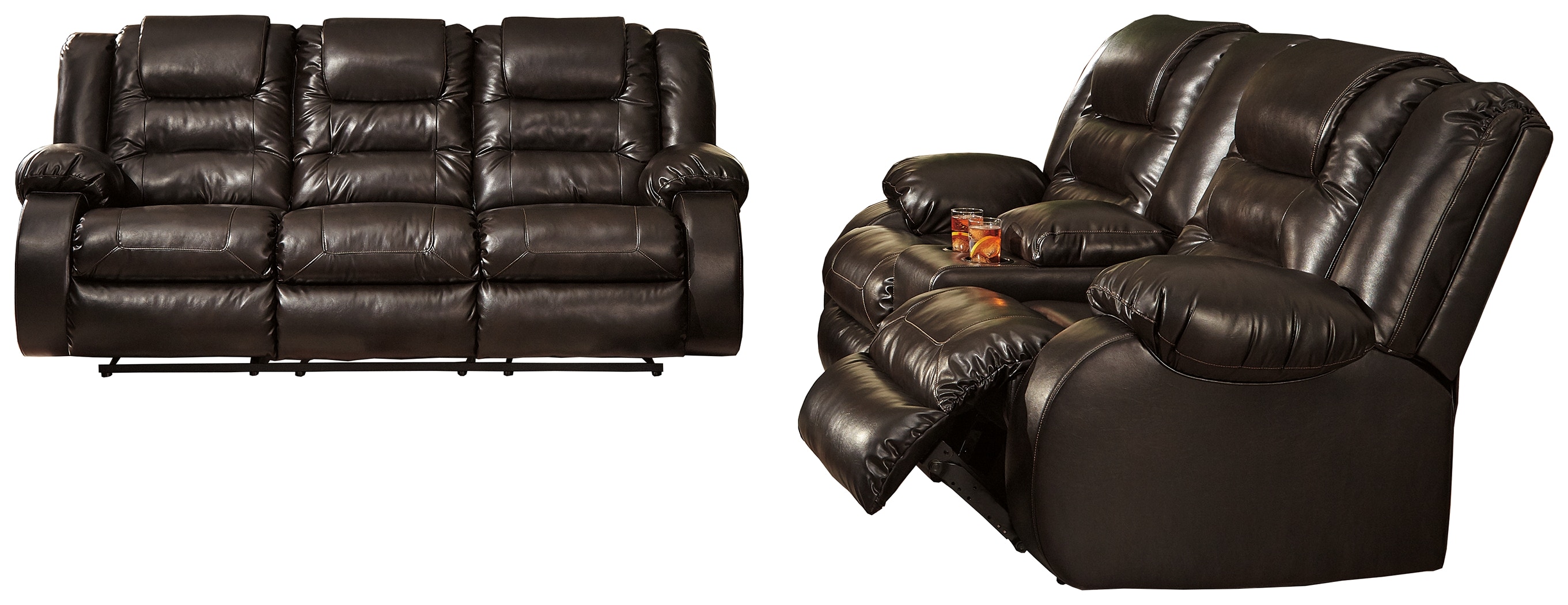 Ashley vacherie black reclining deals sofa and loveseat