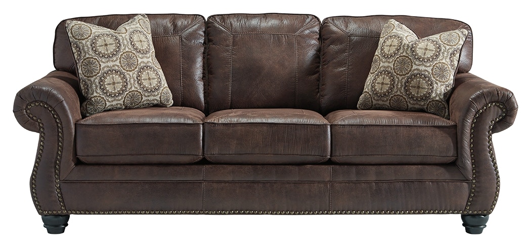 Benchcraft Breville Faux Leather Sofa With Rolled Arms And