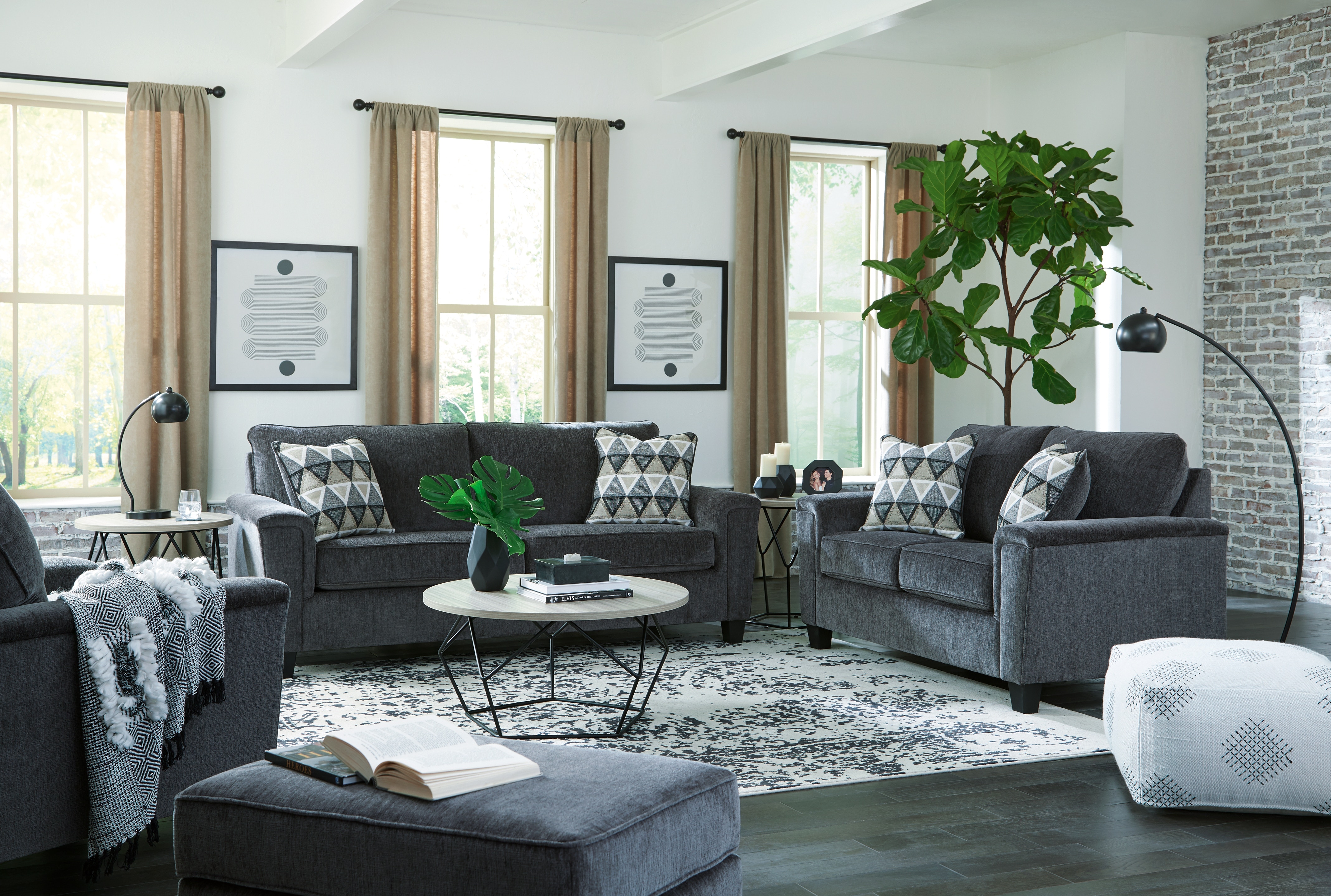 Signature Design by Ashley Living Room Abinger Sofa, Loveseat