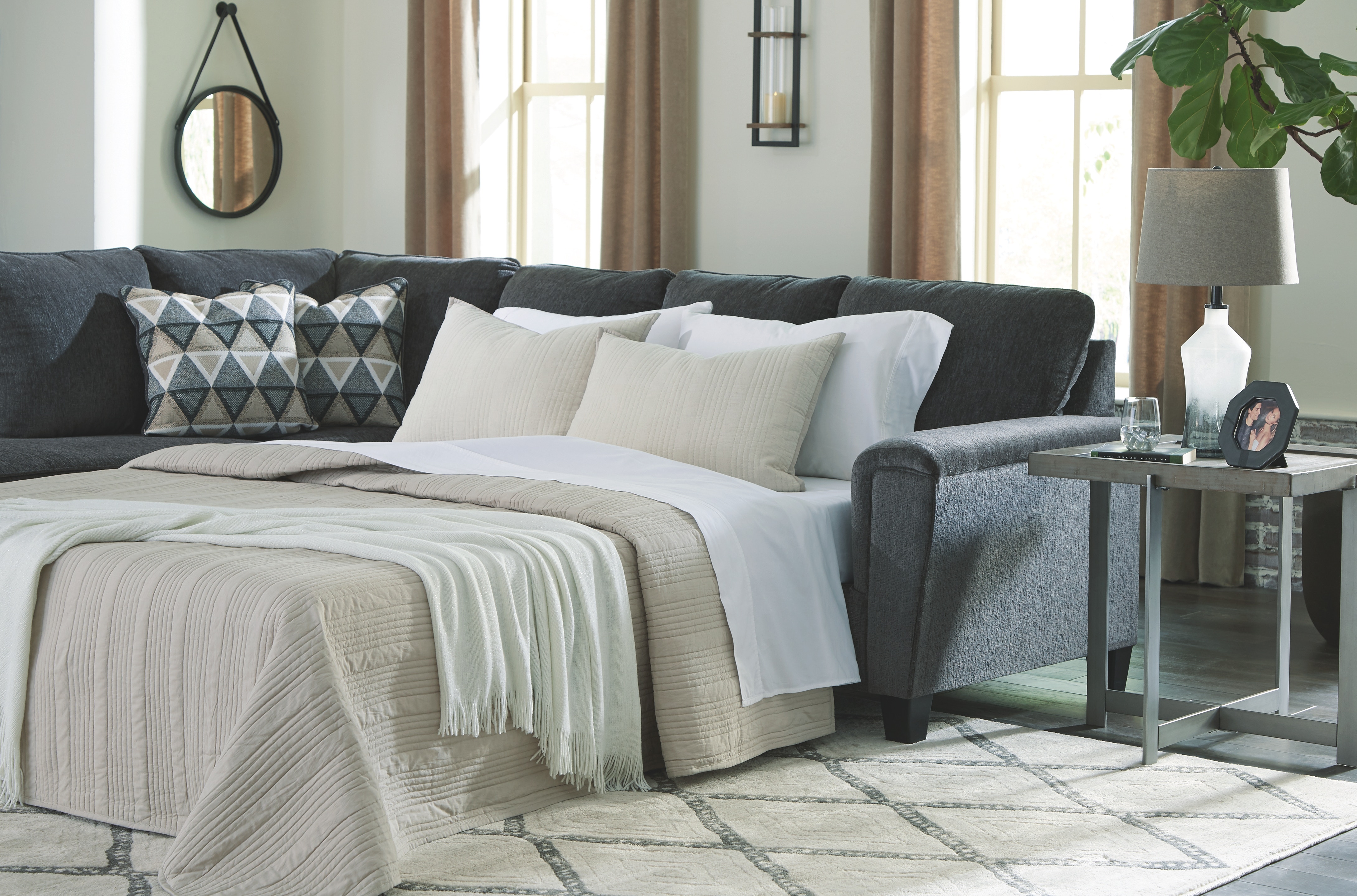 Signature Design by Ashley Living Room Abinger 2 Piece Sleeper Sectional with Chaise 83905S3