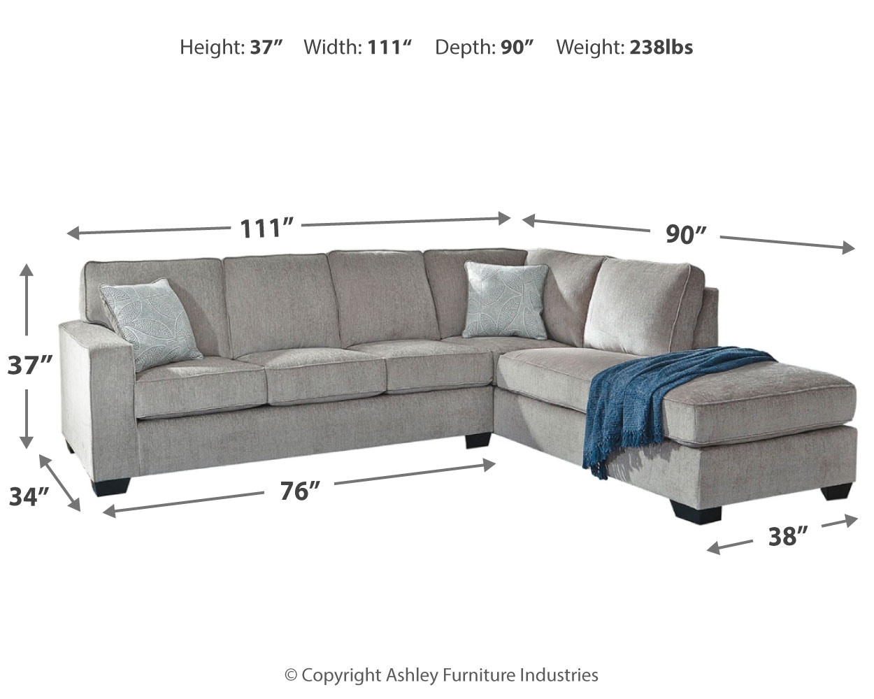 Ashley altari sectional deals sleeper