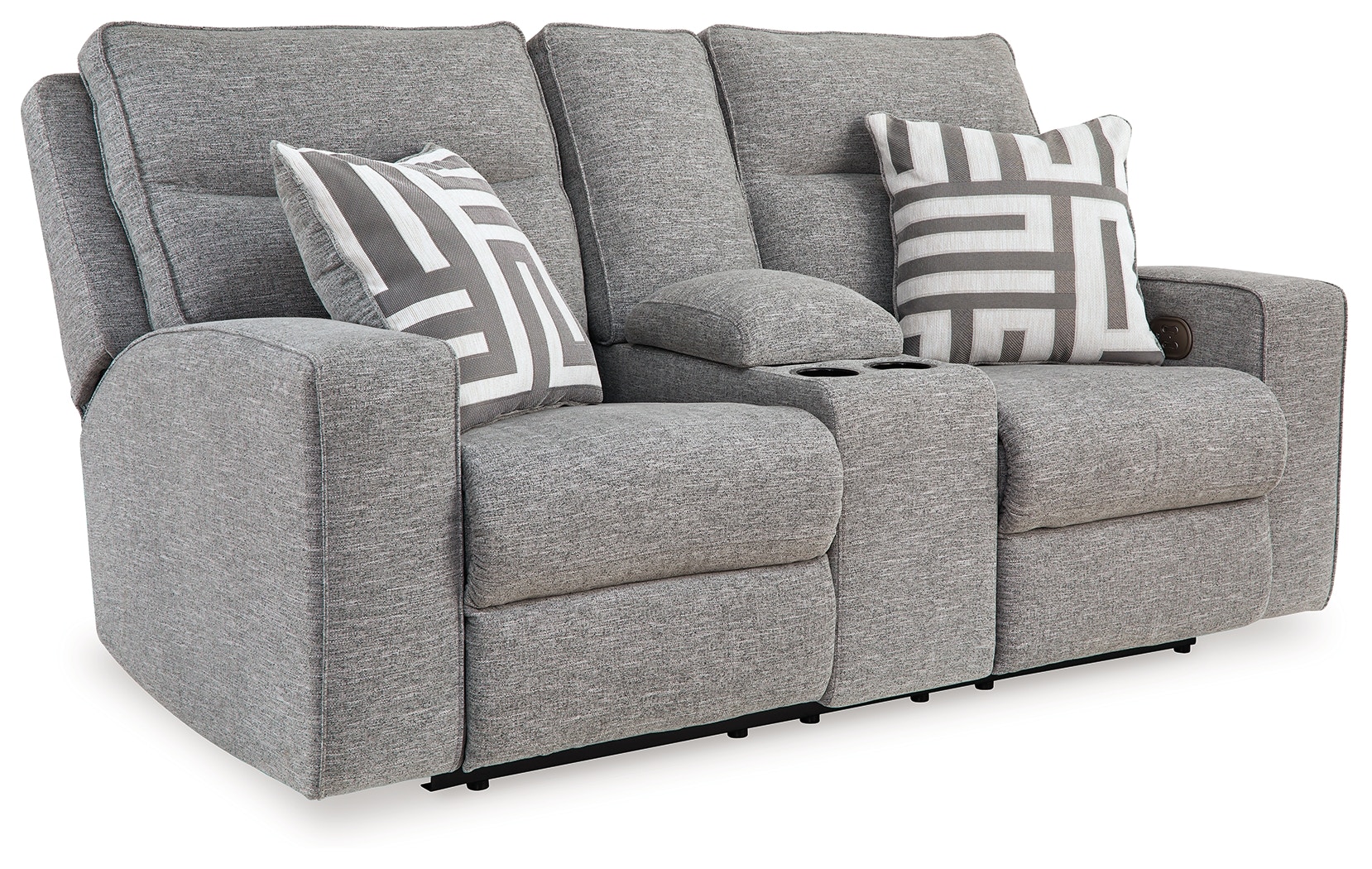 Hewitt grey reclining loveseat 2024 with console