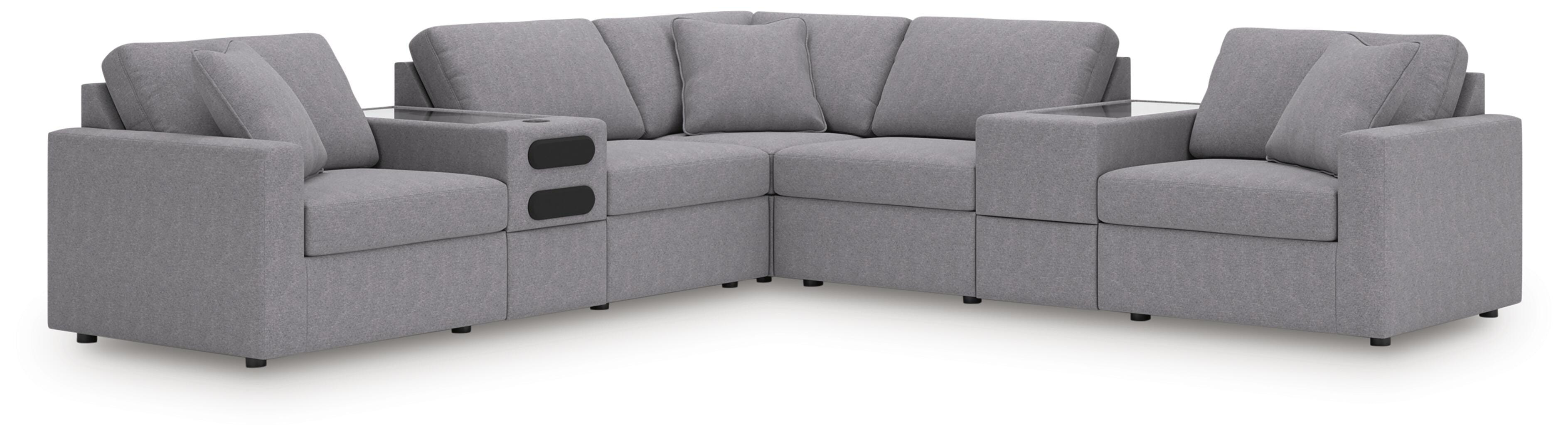 Signature Design by Ashley Modmax 7-Piece Balanced Sectional with Audio and Storage Consoles 