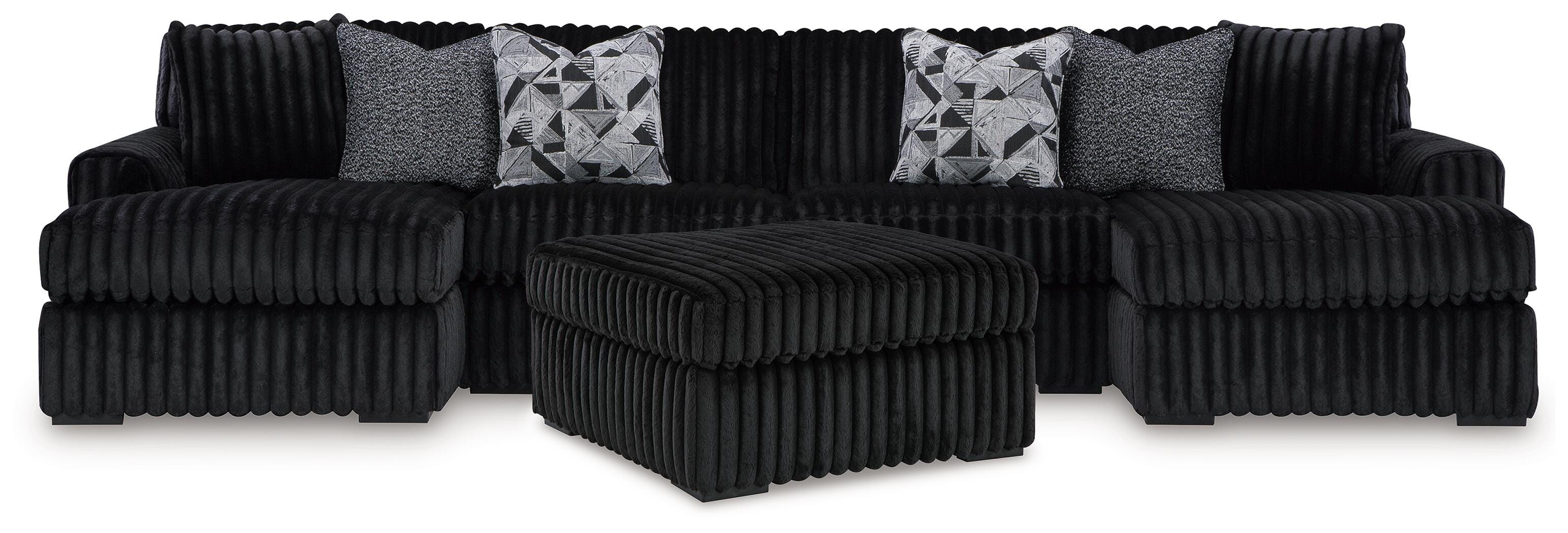 Ashley Midnight-Madness 3-Piece Sectional with Double Chaise and Ottoman 98103U8