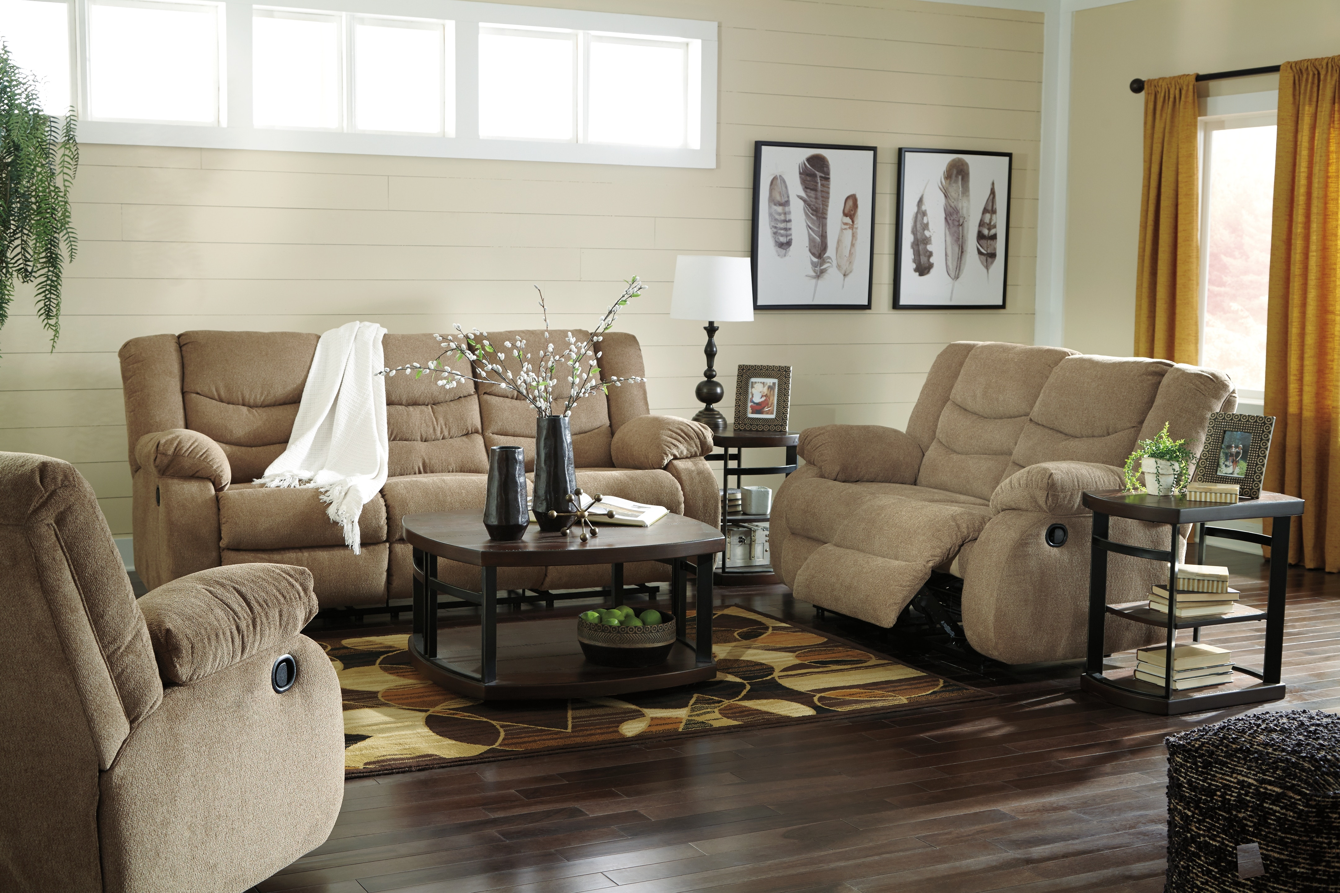 Signature Design by Ashley Living Room Tulen Reclining Sofa Loveseat and Recliner Skaff