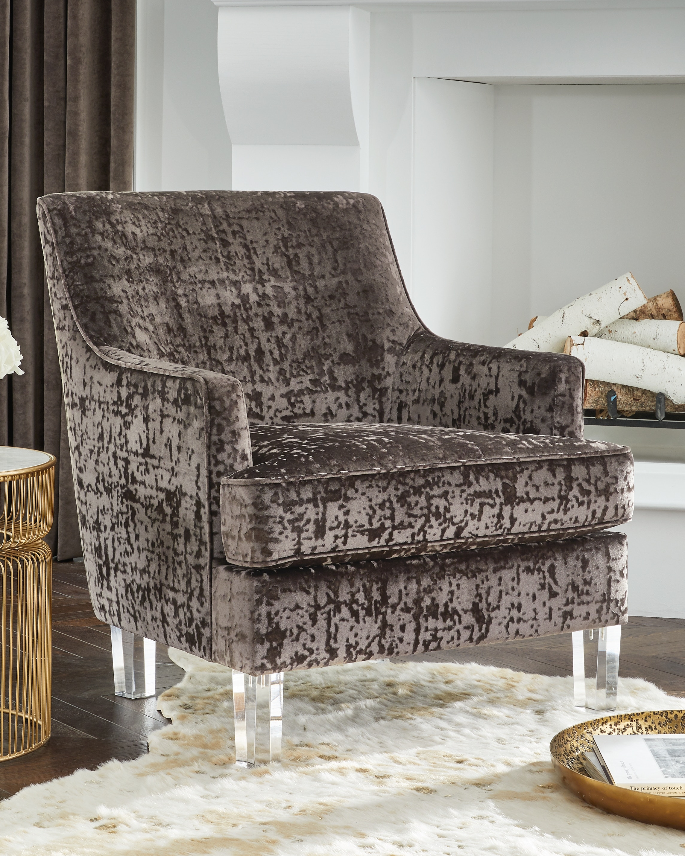 Silver velvet accent online chair