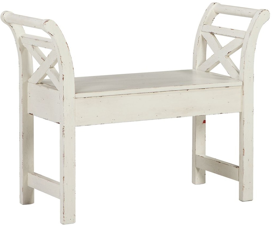 Signature Design By Ashley Living Room Heron Ridge White Accent Bench A4000036 ASA4000036
