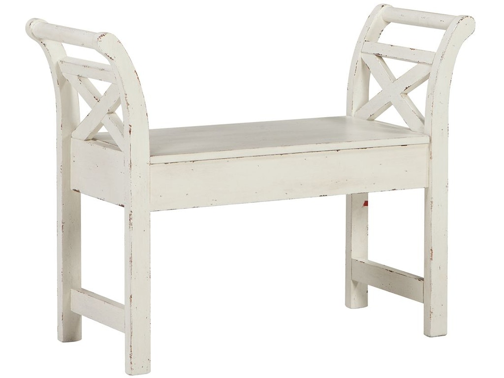 Signature Design By Ashley Living Room Heron Ridge White Accent Bench A4000036 ASA4000036 Signature Design By Ashley Living Room Heron Ridge White Accent Bench A4000036 ASA4000036