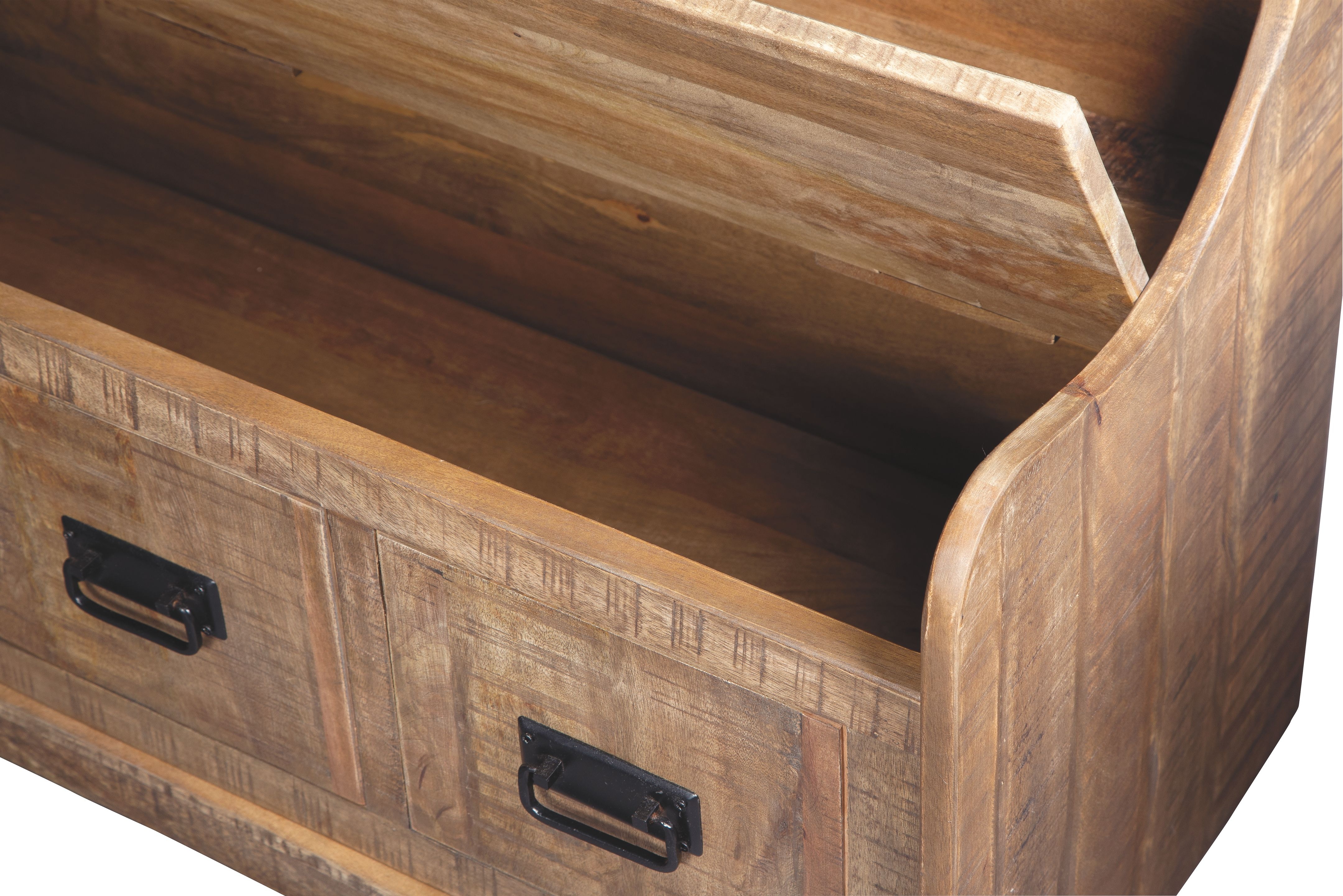 Shop our Garrettville Brown Solid Wood Storage Bench by Signature