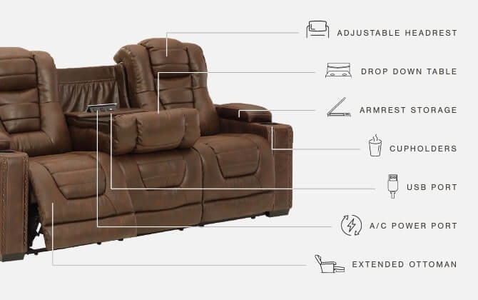 Ashley Owner's Box Owner's Box Power Reclining Sofa 2450515 Portland