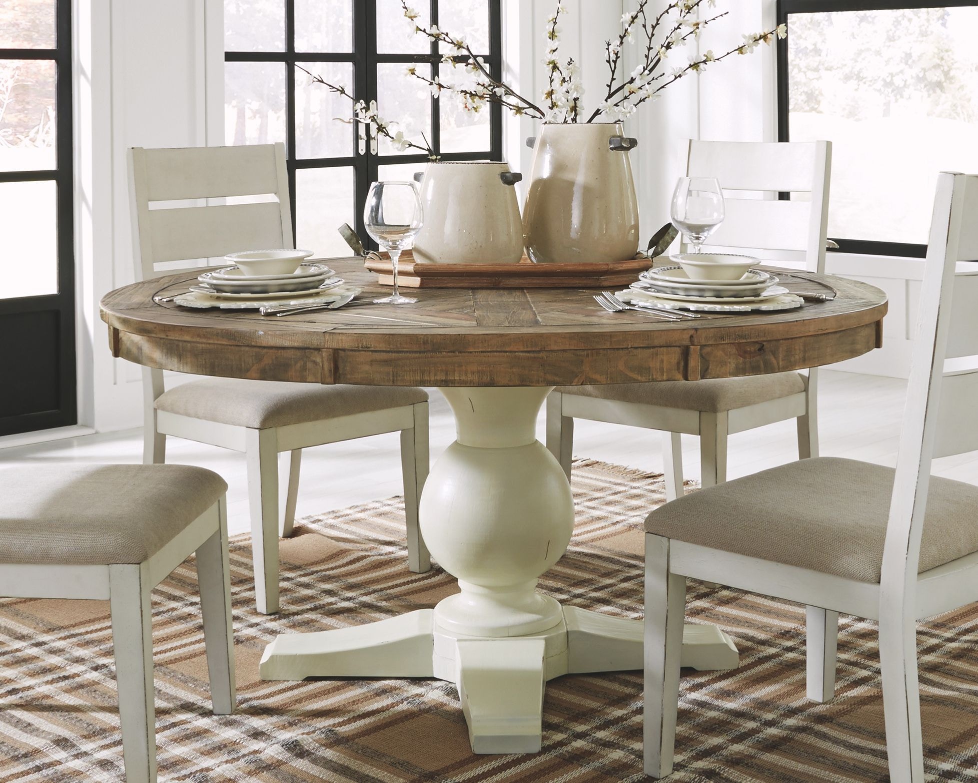 Ashley grindleburg light brown outlet round dining table