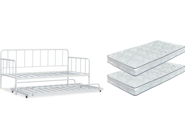 Signature Design by Ashley Trentlore Twin Metal Day Bed with Trundle and 2 Mattresses B076B4